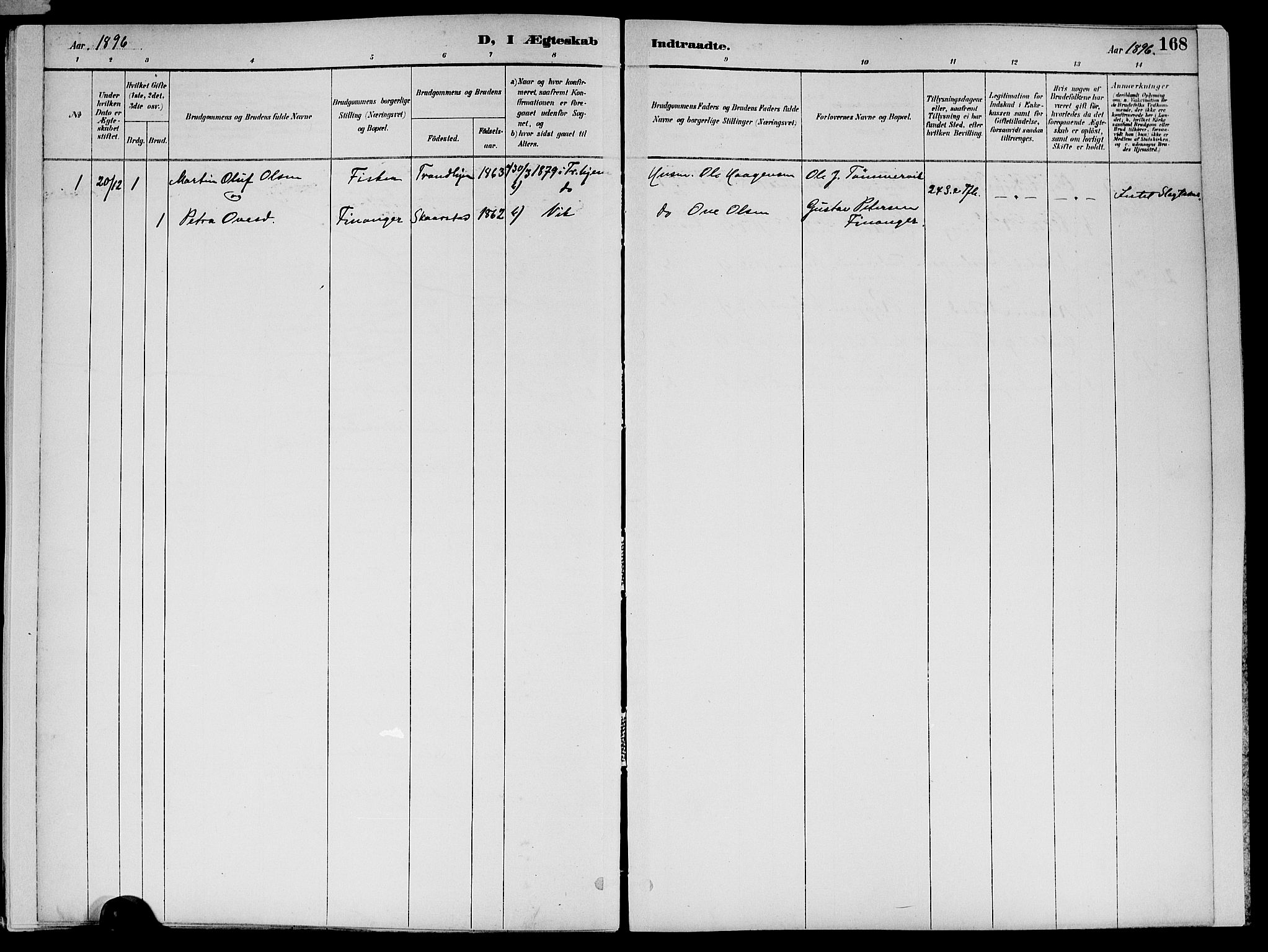 Ministerialprotokoller, klokkerbøker og fødselsregistre - Nord-Trøndelag, SAT/A-1458/773/L0617: Parish register (official) no. 773A08, 1887-1910, p. 168