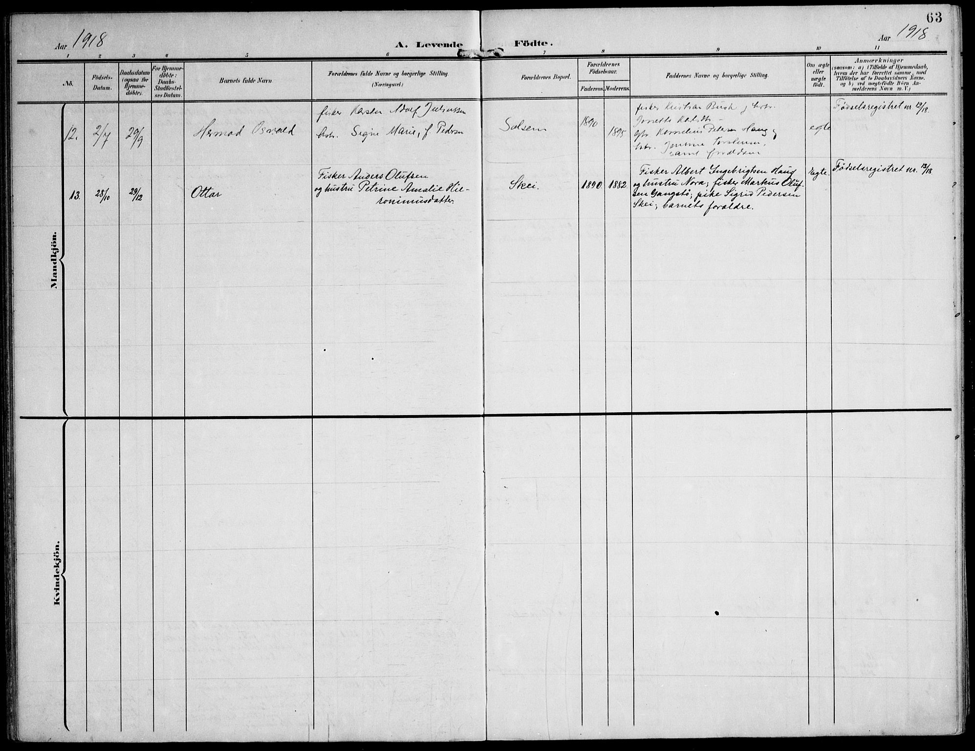 Ministerialprotokoller, klokkerbøker og fødselsregistre - Nord-Trøndelag, SAT/A-1458/788/L0698: Parish register (official) no. 788A05, 1902-1921, p. 63