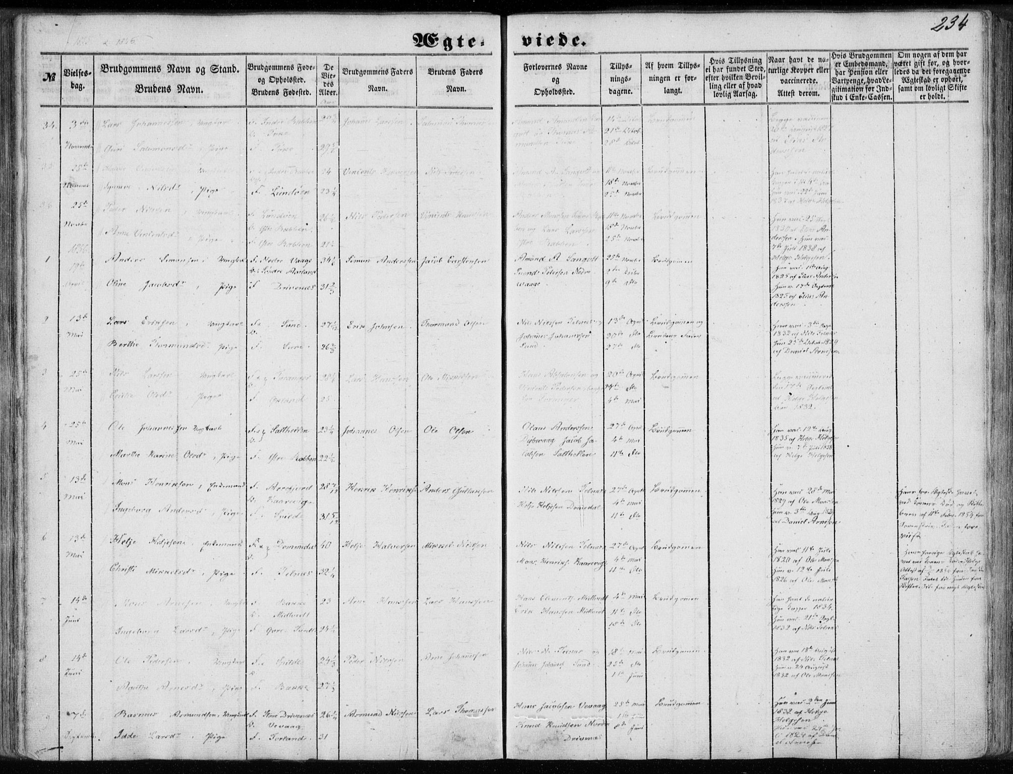 Sund sokneprestembete, SAB/A-99930: Parish register (official) no. A 14, 1850-1866, p. 234