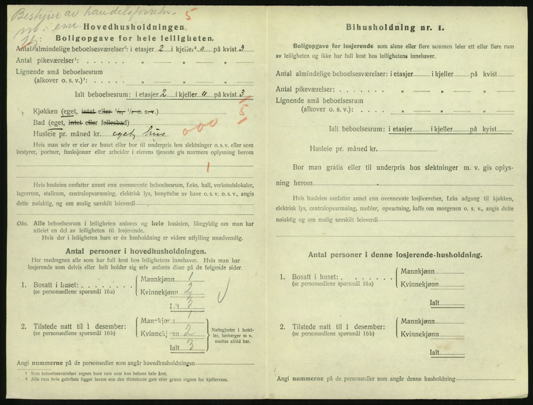 SAH, 1920 census for Lillehammer, 1920, p. 3033