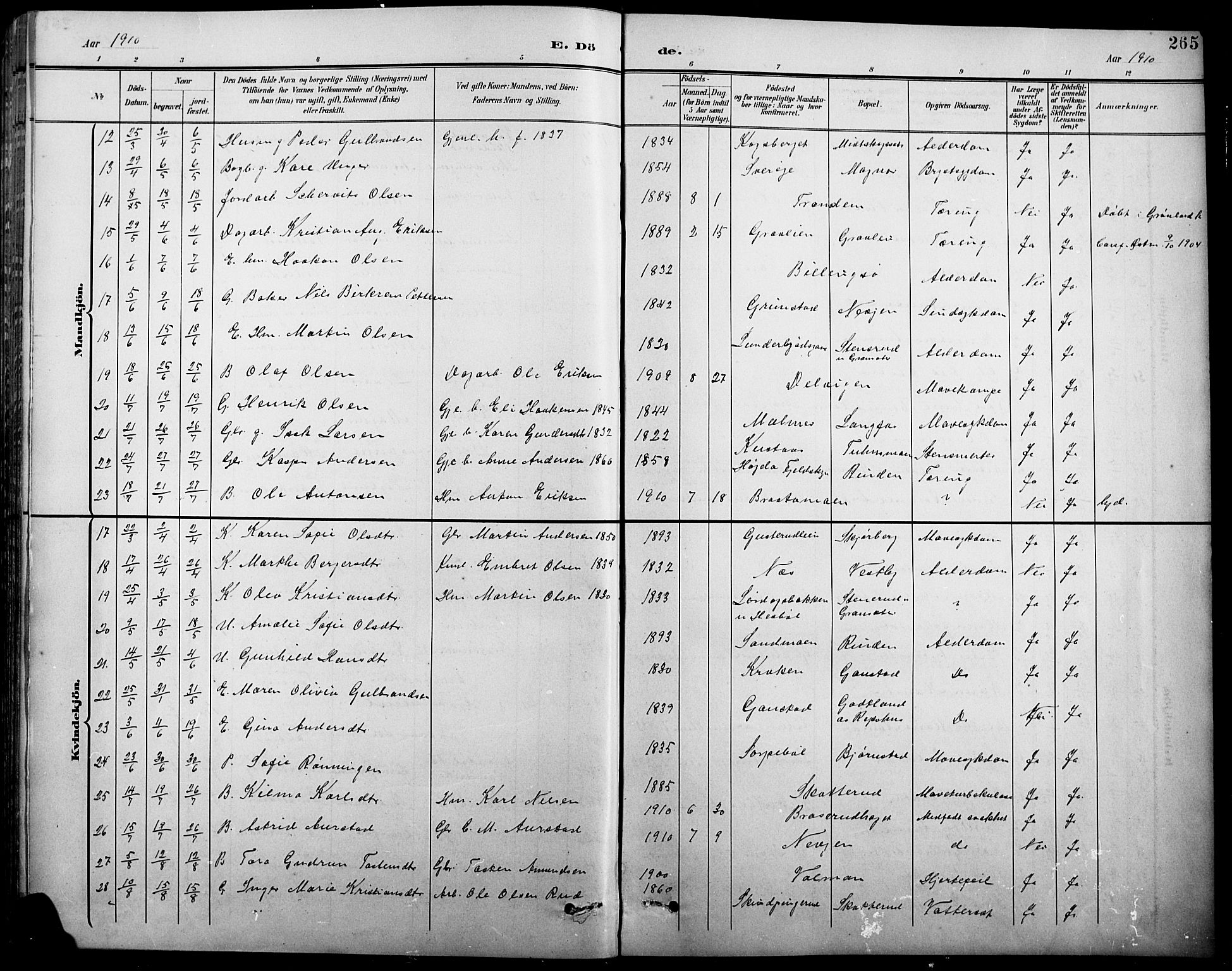 Eidskog prestekontor, AV/SAH-PREST-026/H/Ha/Hab/L0001: Parish register (copy) no. 1, 1895-1917, p. 265