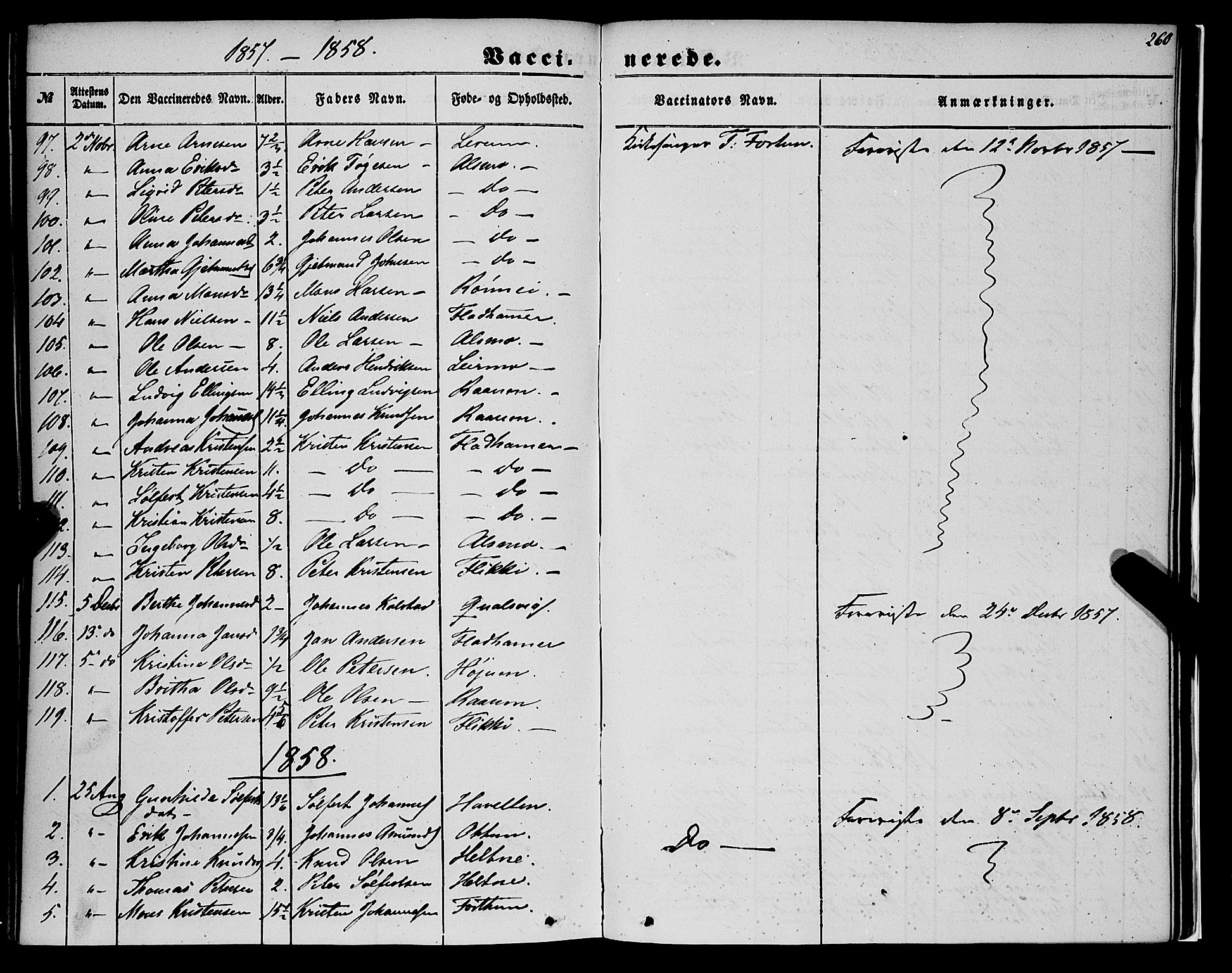 Luster sokneprestembete, AV/SAB-A-81101/H/Haa/Haaa/L0007: Parish register (official) no. A 7, 1849-1859, p. 260