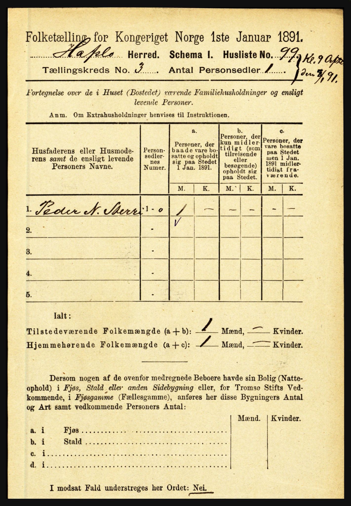 RA, 1891 census for 1425 Hafslo, 1891, p. 979