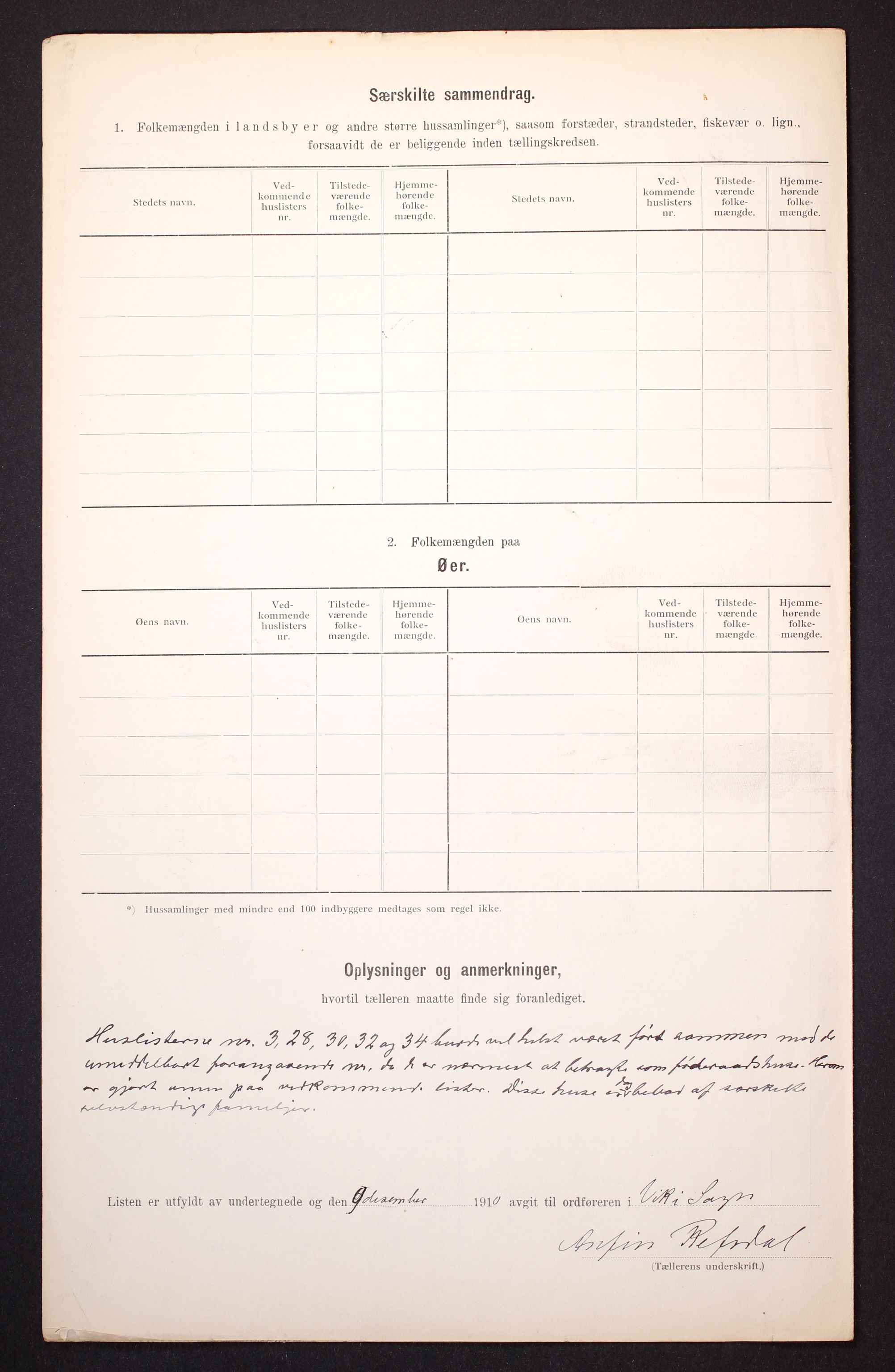 RA, 1910 census for Vik, 1910, p. 15