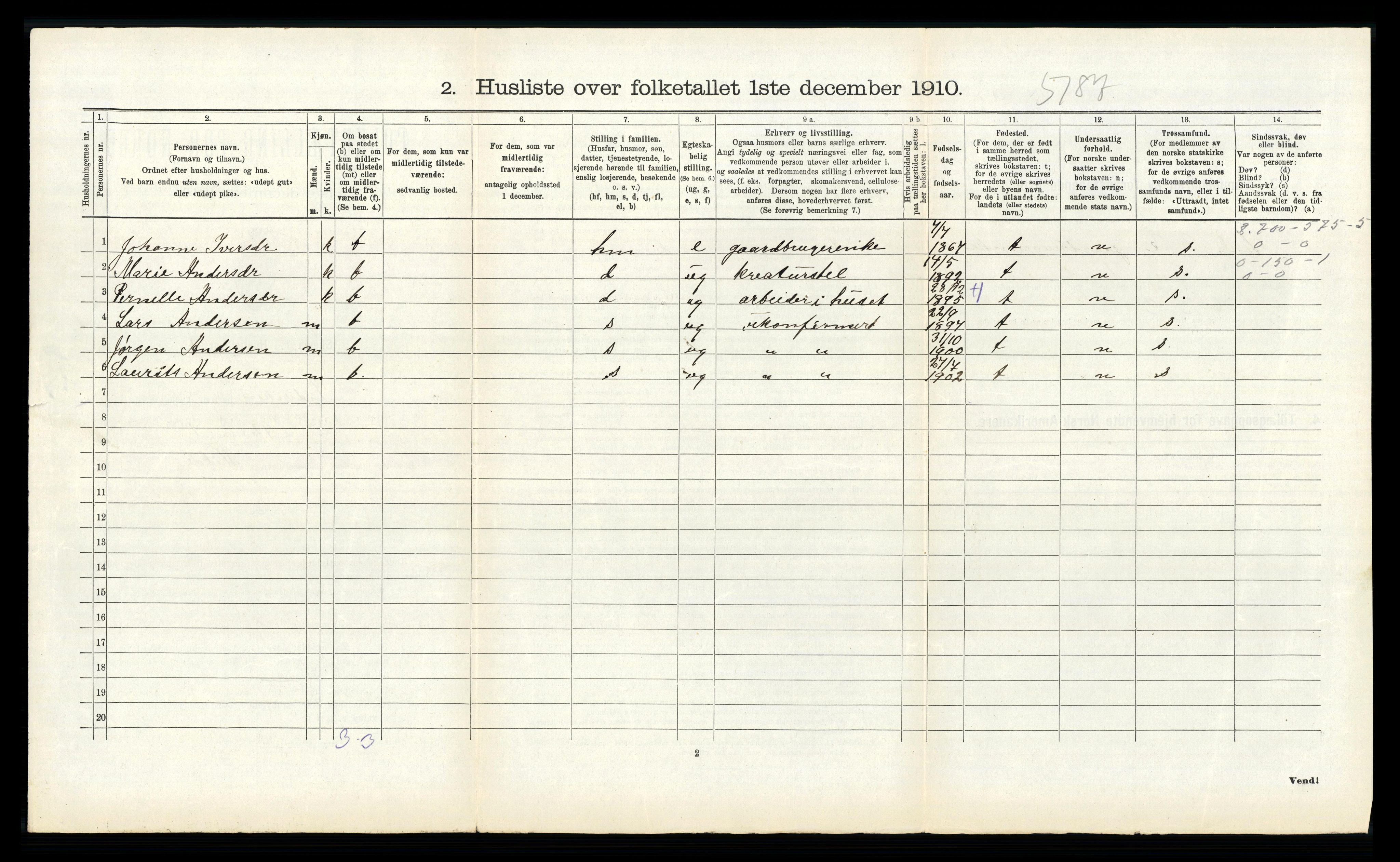 RA, 1910 census for Innvik, 1910, p. 723