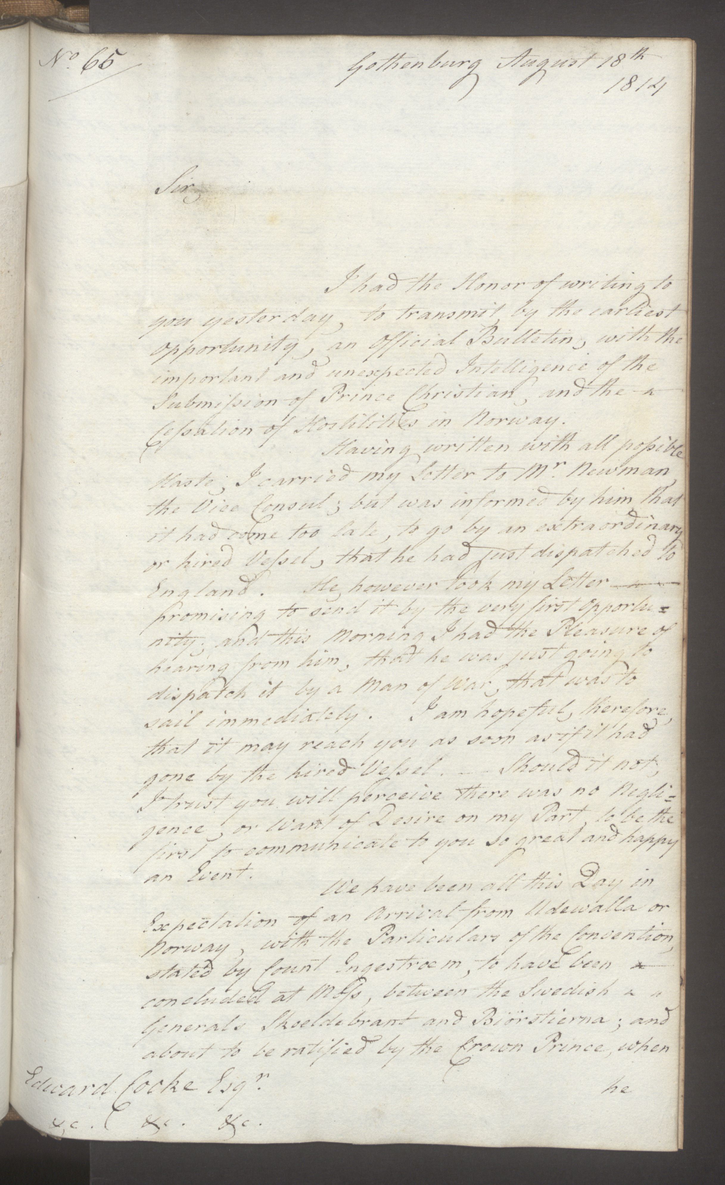 Foreign Office*, UKA/-/FO 38/16: Sir C. Gordon. Reports from Malmö, Jonkoping, and Helsingborg, 1814, p. 91