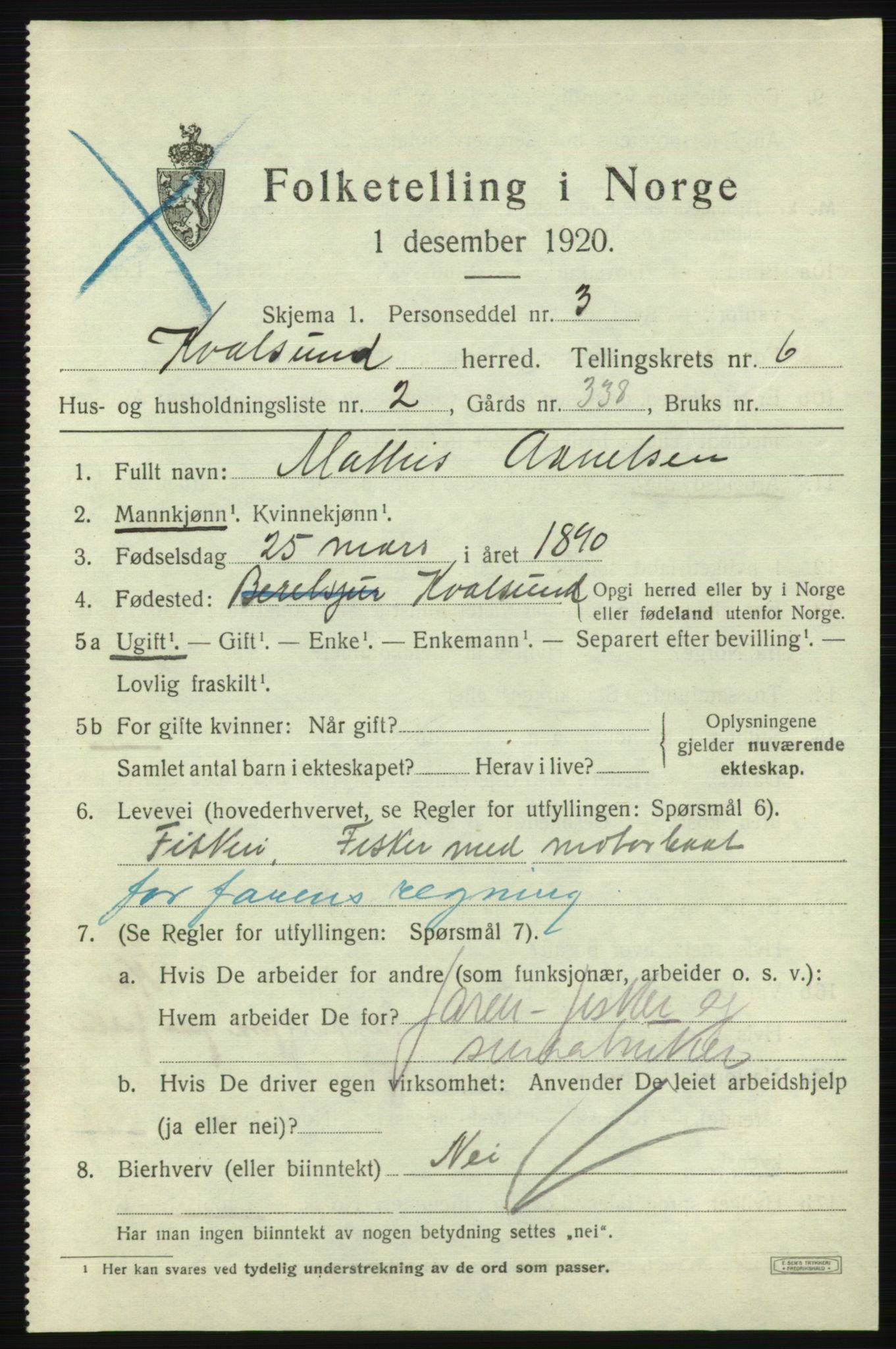 SATØ, 1920 census for , 1920, p. 1996