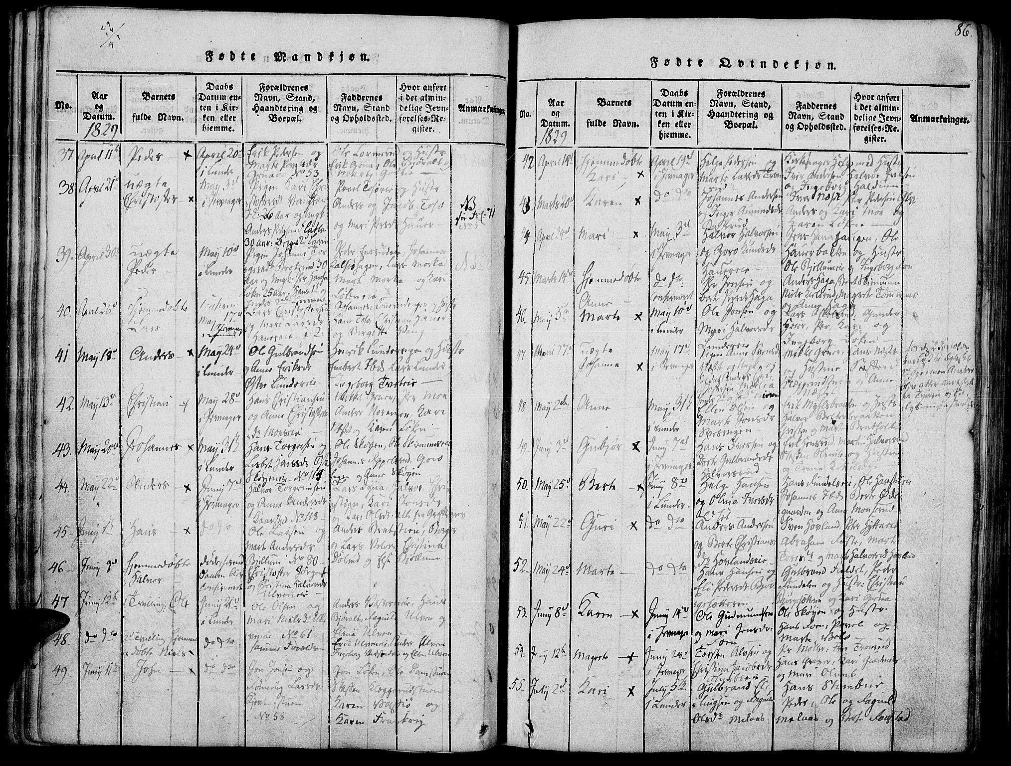 Jevnaker prestekontor, AV/SAH-PREST-116/H/Ha/Haa/L0005: Parish register (official) no. 5, 1815-1837, p. 86