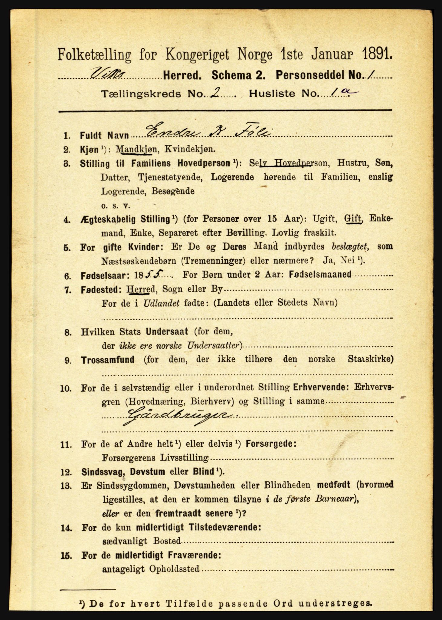 RA, 1891 census for 1417 Vik, 1891, p. 710