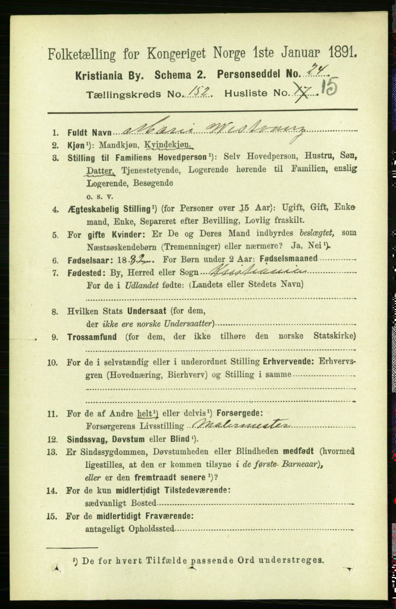 RA, 1891 census for 0301 Kristiania, 1891, p. 85680