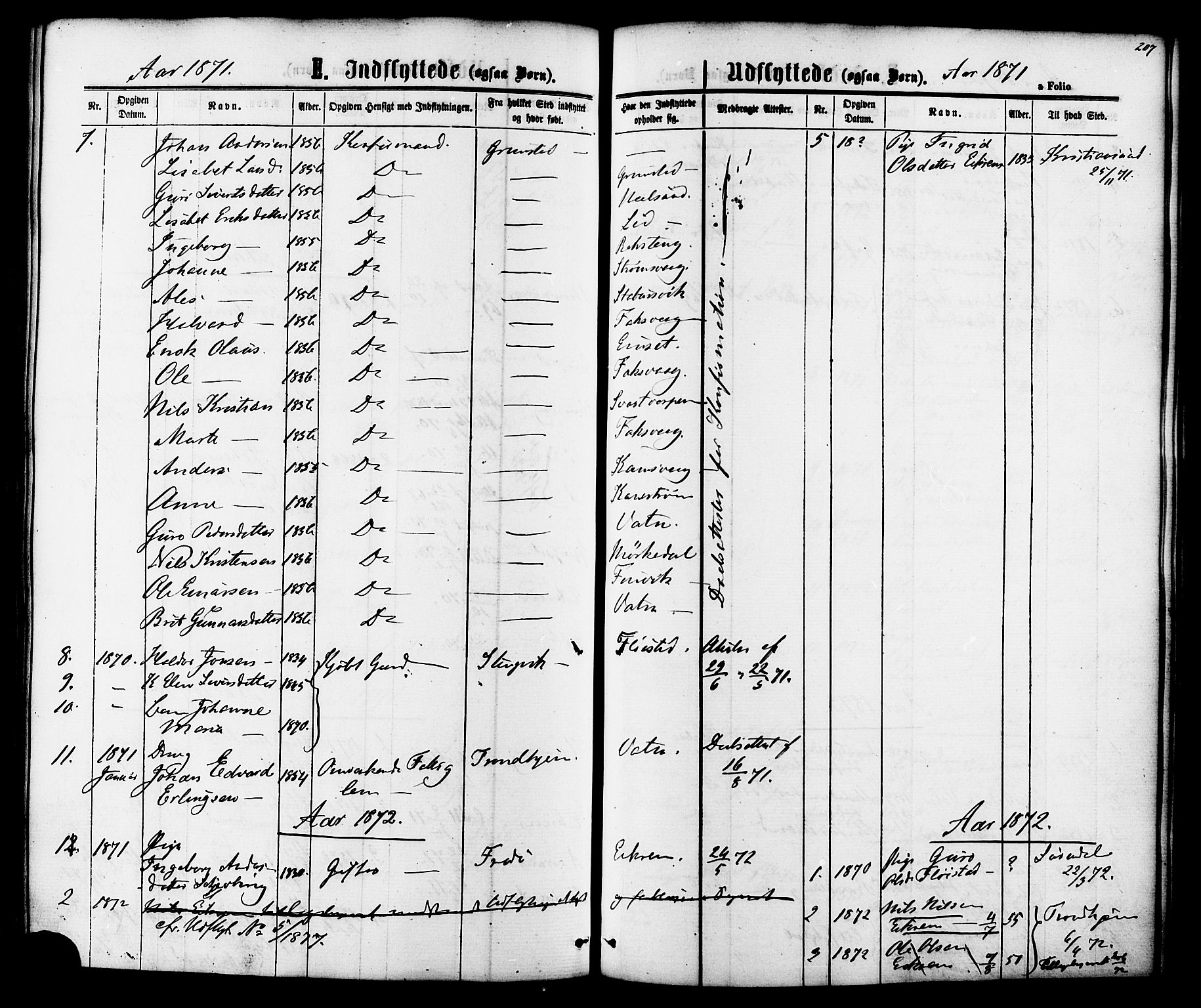 Ministerialprotokoller, klokkerbøker og fødselsregistre - Møre og Romsdal, AV/SAT-A-1454/587/L0999: Parish register (official) no. 587A01, 1864-1886, p. 207