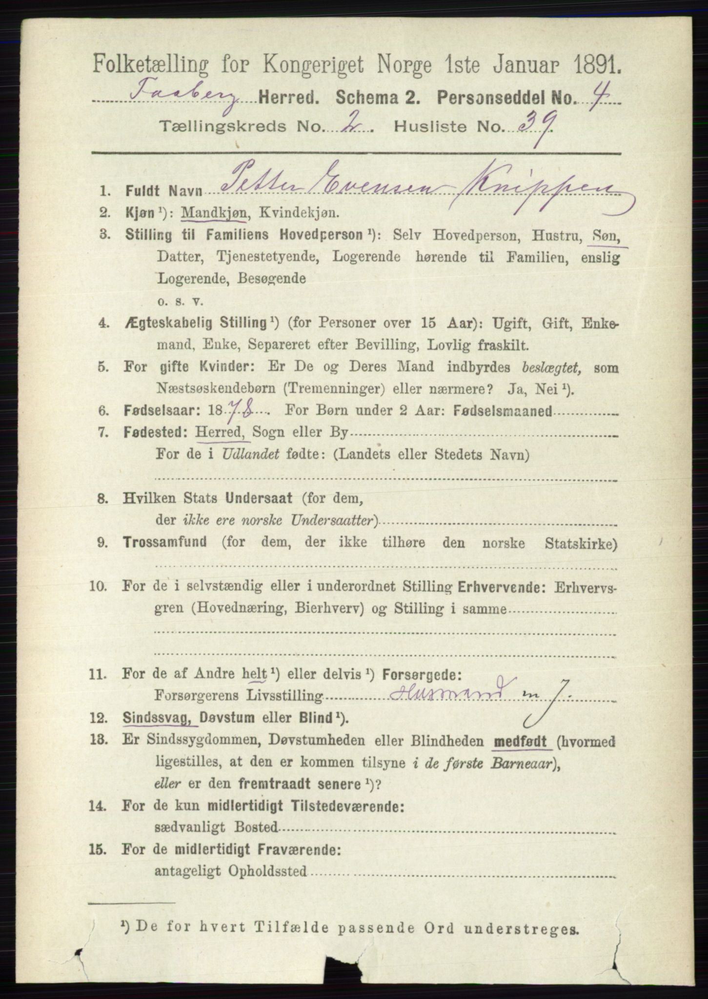 RA, 1891 census for 0524 Fåberg, 1891, p. 796