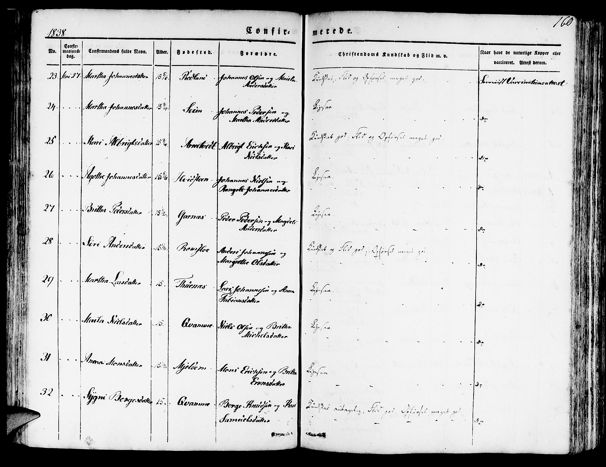 Haus sokneprestembete, AV/SAB-A-75601/H/Haa: Parish register (official) no. A 14, 1827-1838, p. 160