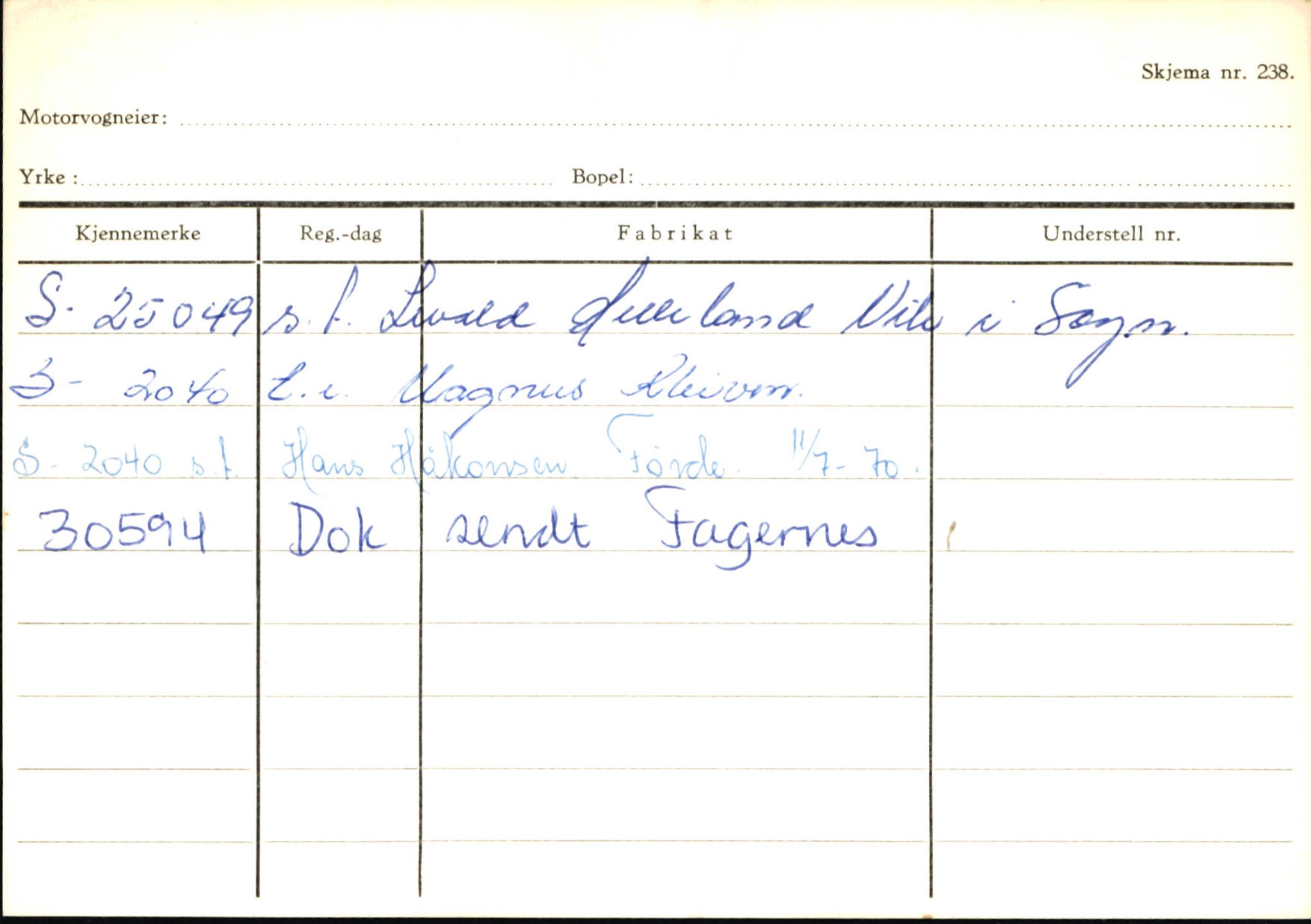 Statens vegvesen, Sogn og Fjordane vegkontor, AV/SAB-A-5301/4/F/L0146: Registerkort Årdal R-Å samt diverse kort, 1945-1975, p. 1510