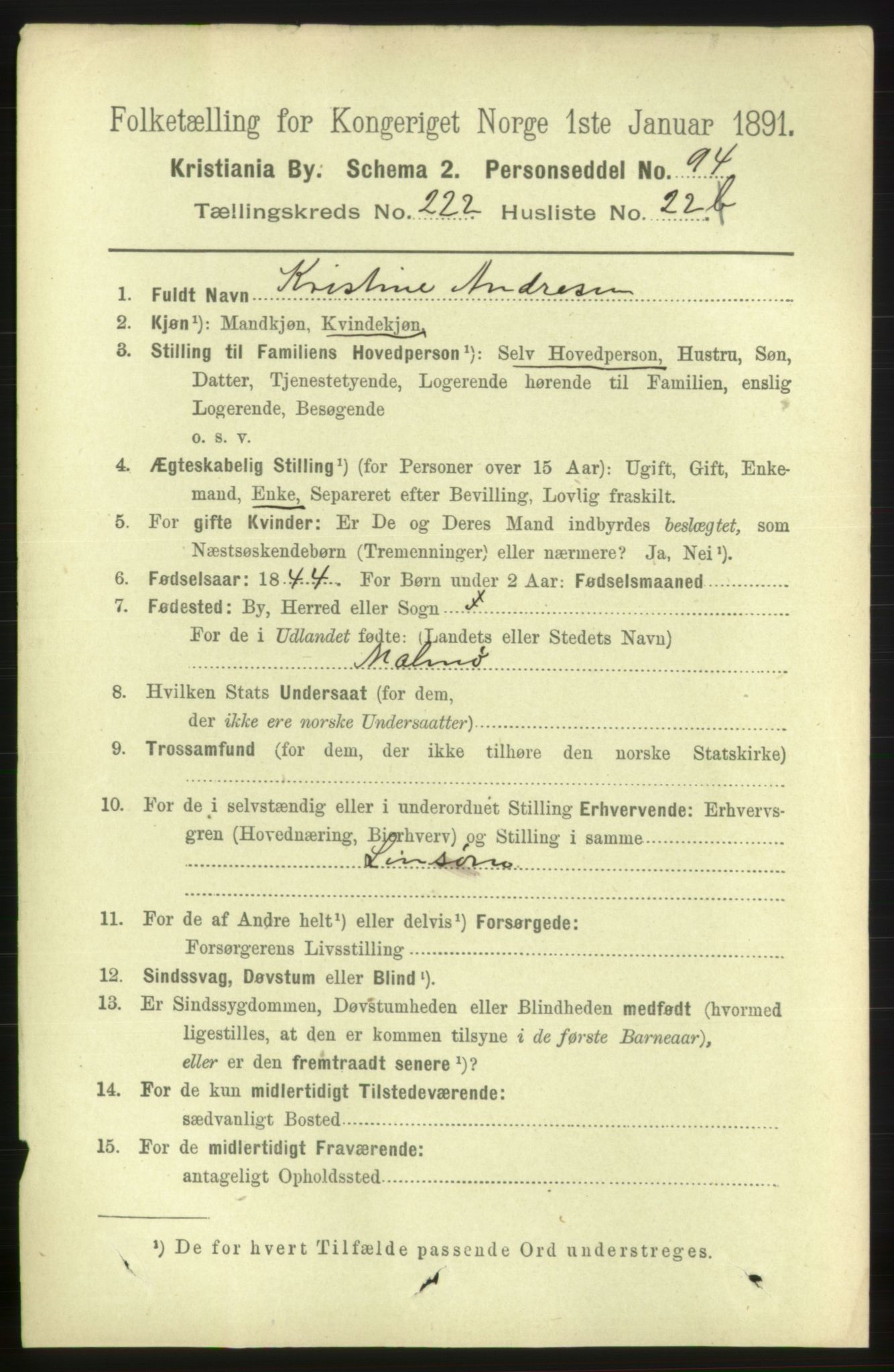 RA, 1891 census for 0301 Kristiania, 1891, p. 134158