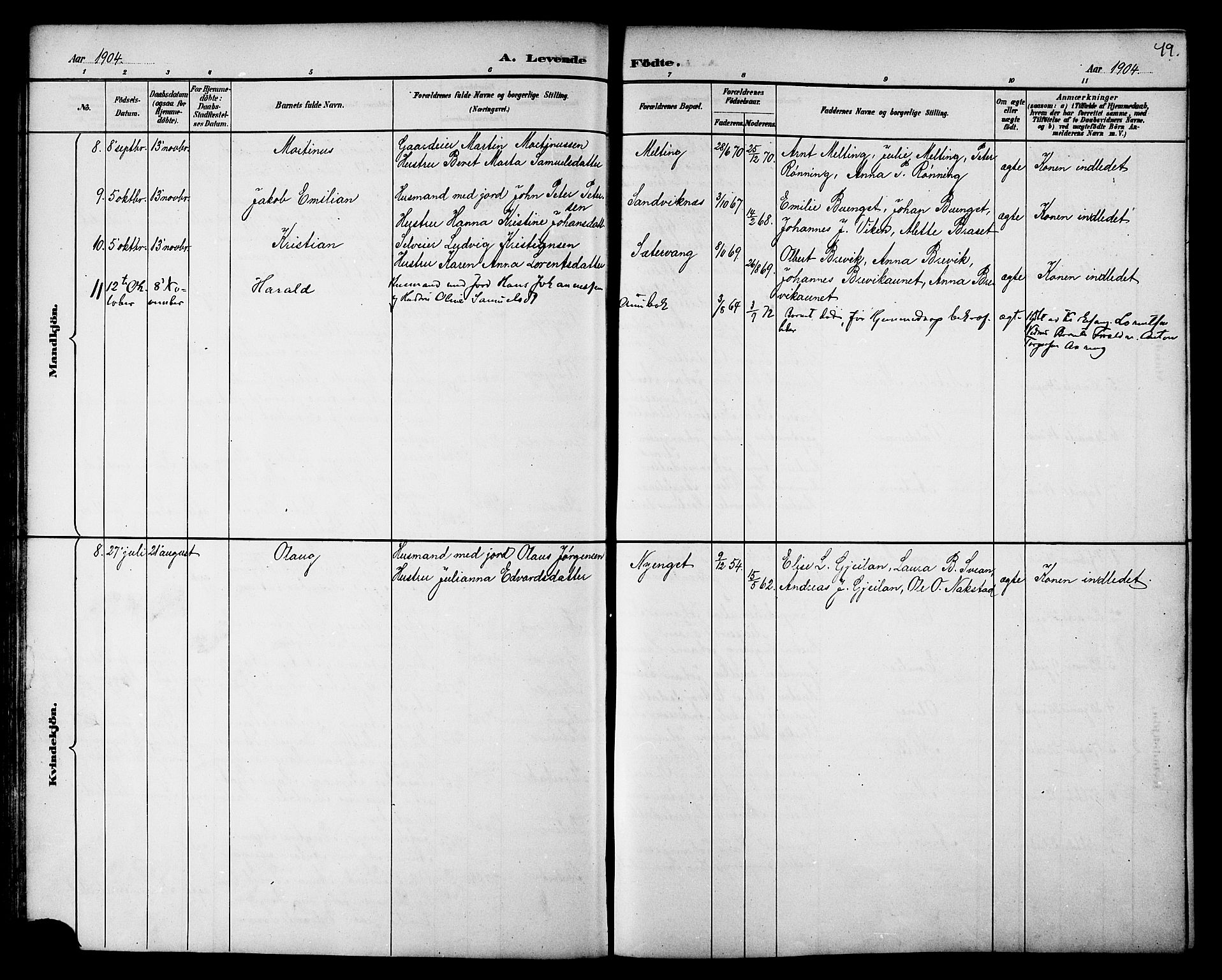 Ministerialprotokoller, klokkerbøker og fødselsregistre - Nord-Trøndelag, AV/SAT-A-1458/733/L0327: Parish register (copy) no. 733C02, 1888-1918, p. 49