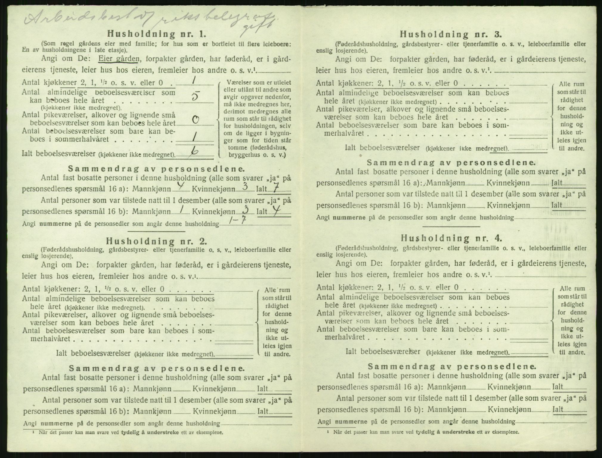 SAK, 1920 census for Gjerstad, 1920, p. 216