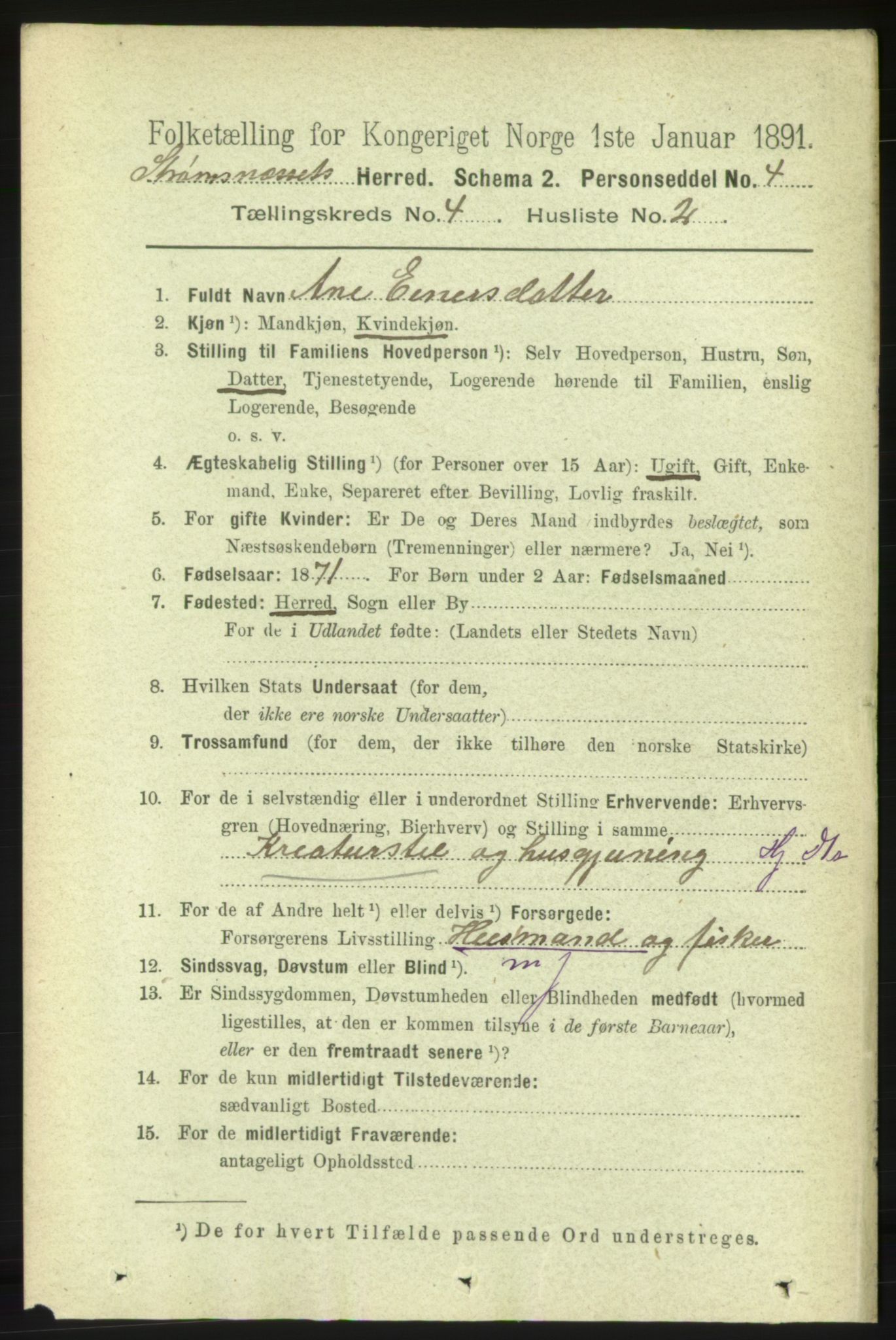 RA, 1891 census for 1559 Straumsnes, 1891, p. 761