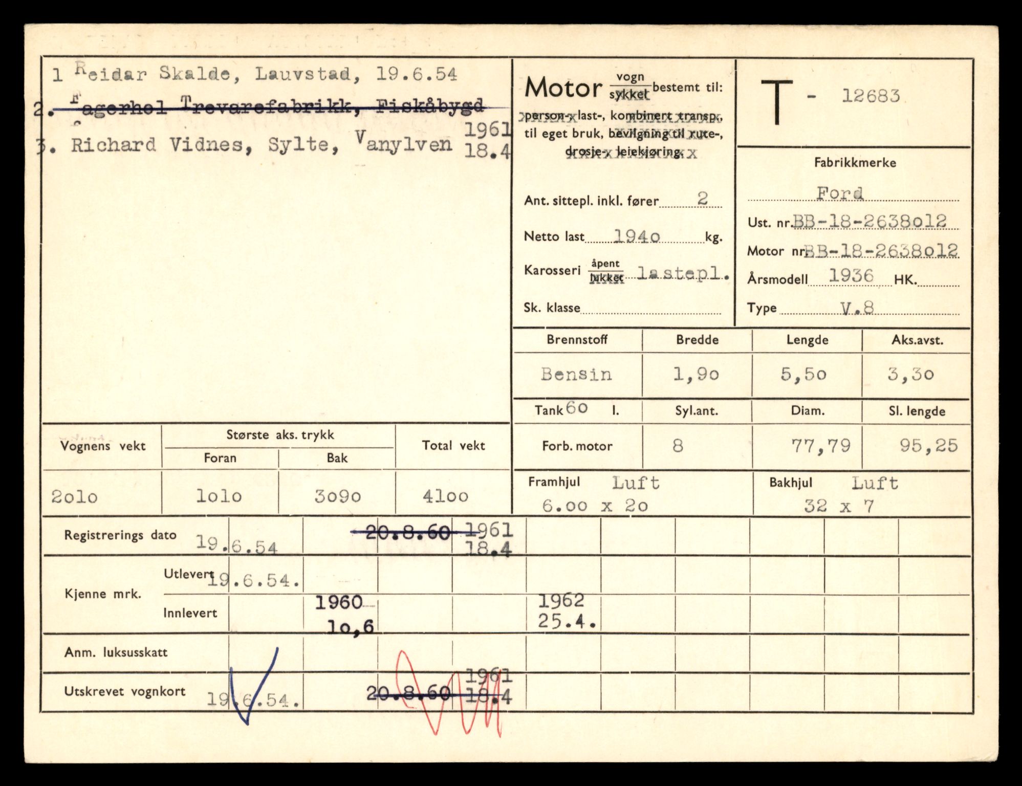 Møre og Romsdal vegkontor - Ålesund trafikkstasjon, AV/SAT-A-4099/F/Fe/L0035: Registreringskort for kjøretøy T 12653 - T 12829, 1927-1998, p. 507