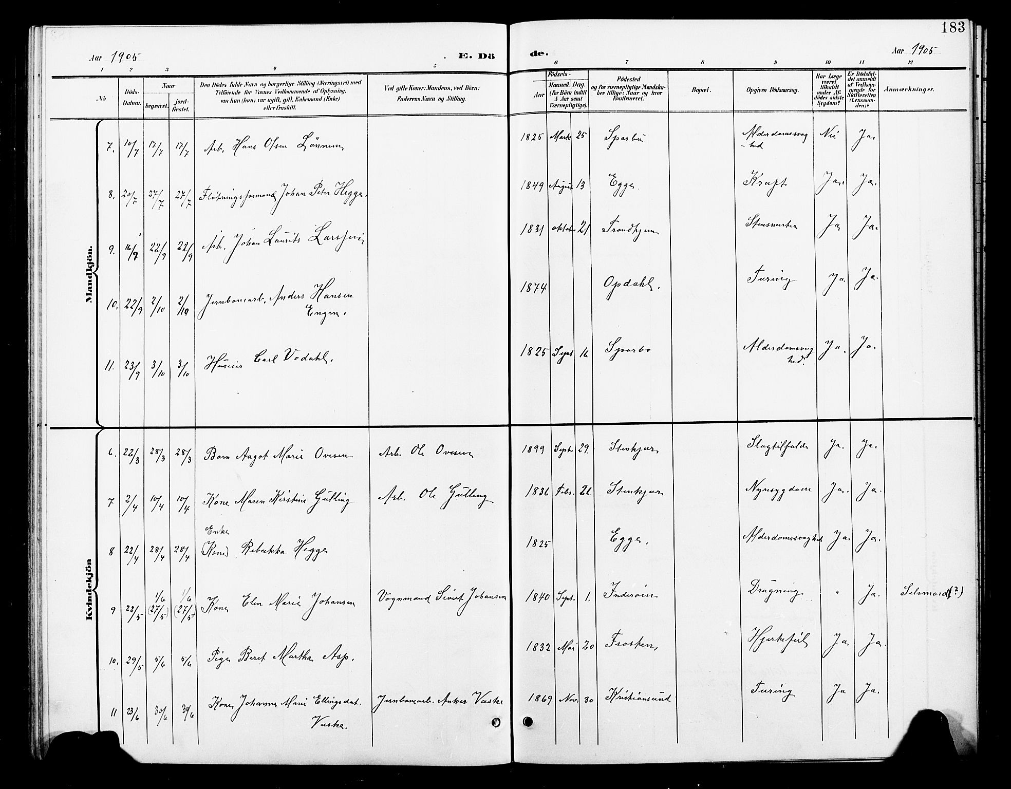 Ministerialprotokoller, klokkerbøker og fødselsregistre - Nord-Trøndelag, SAT/A-1458/739/L0375: Parish register (copy) no. 739C03, 1898-1908, p. 183
