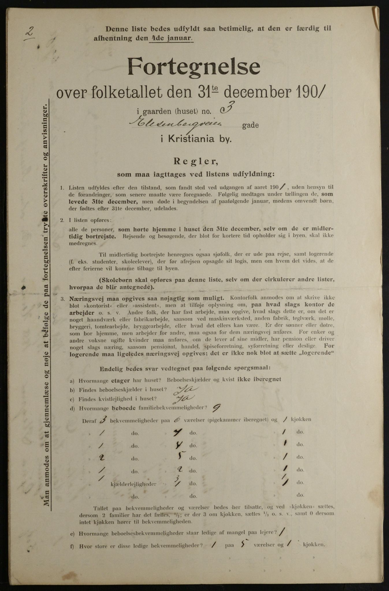 OBA, Municipal Census 1901 for Kristiania, 1901, p. 3252