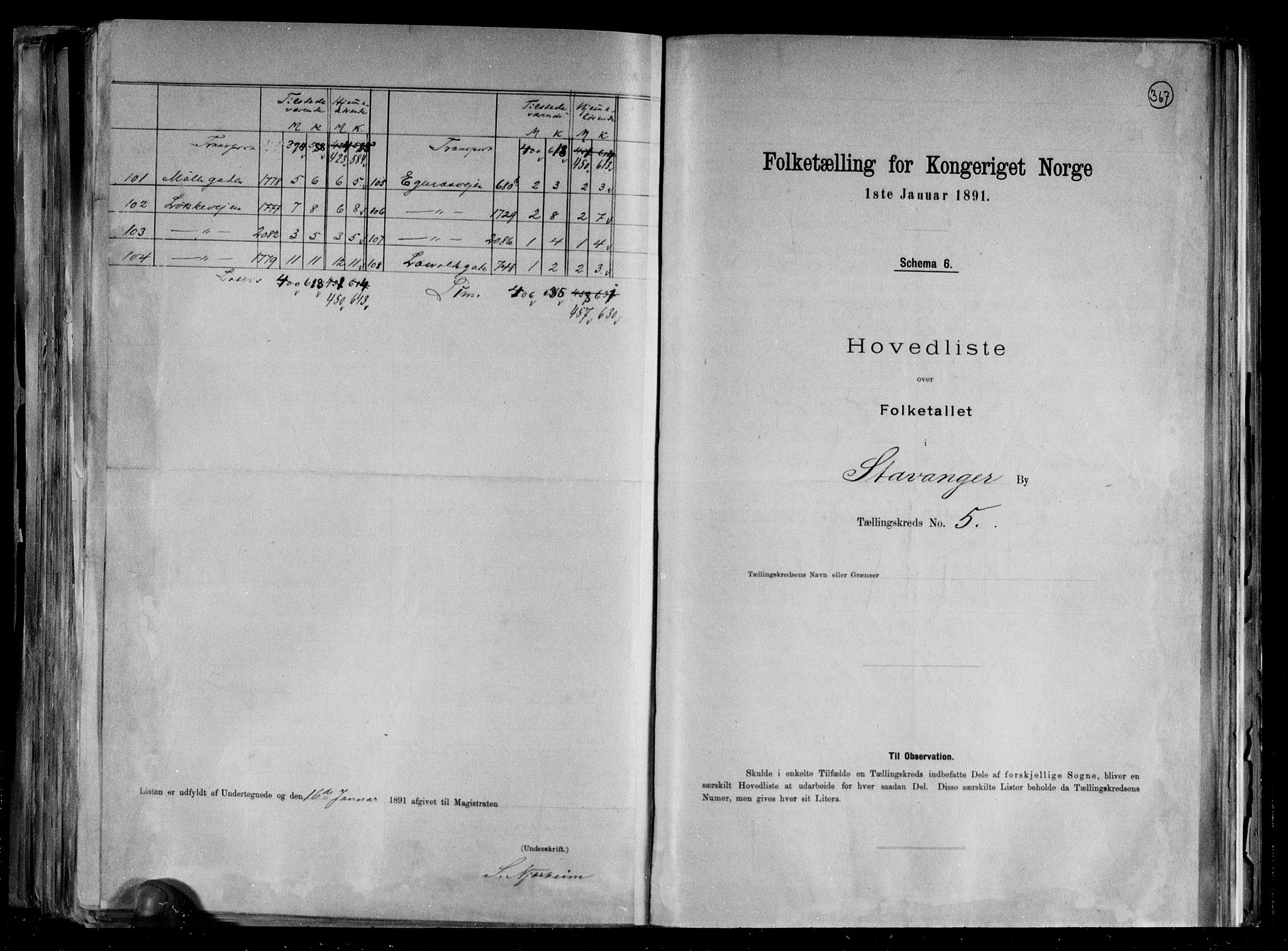 RA, 1891 census for 1103 Stavanger, 1891, p. 13
