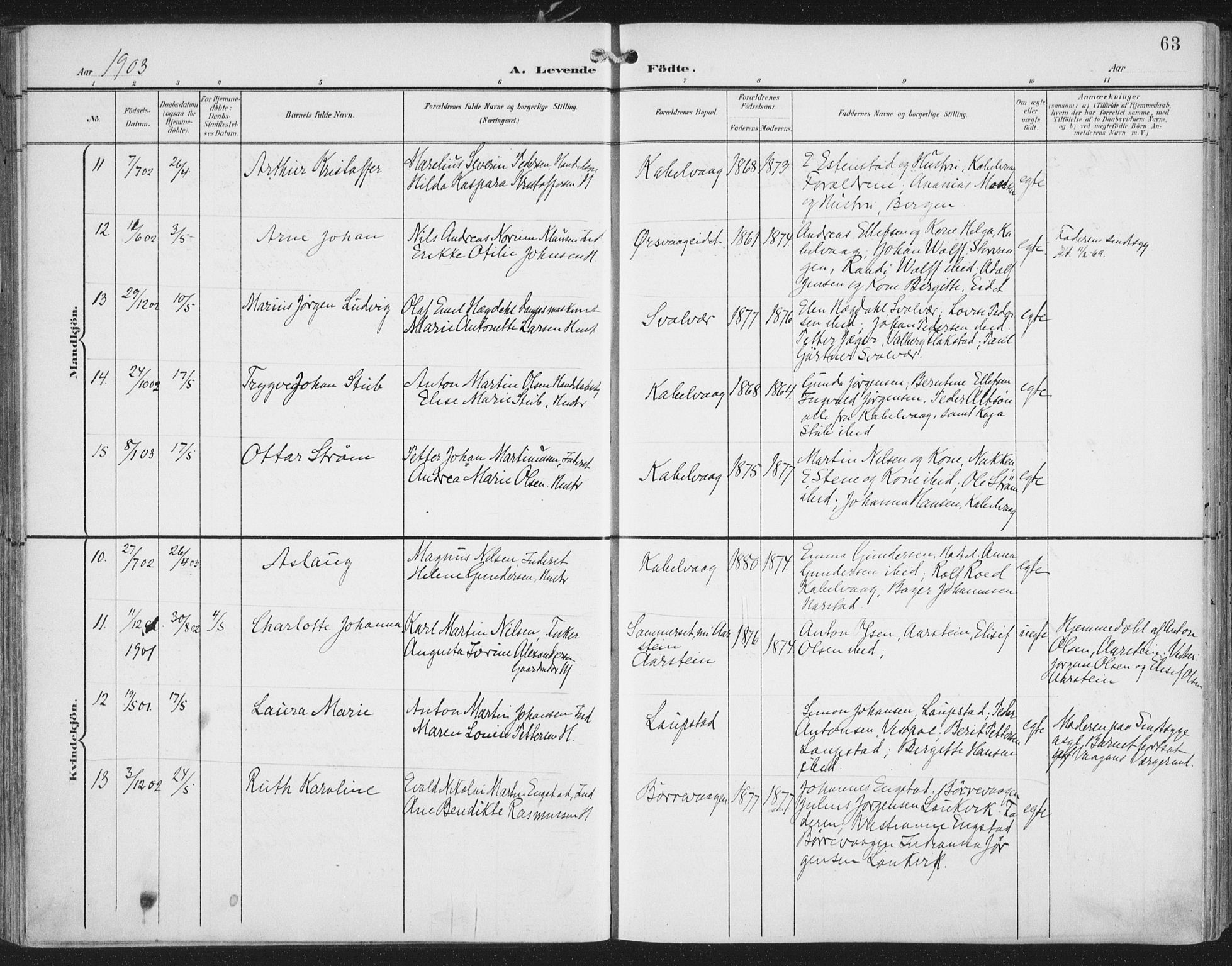 Ministerialprotokoller, klokkerbøker og fødselsregistre - Nordland, AV/SAT-A-1459/874/L1062: Parish register (official) no. 874A06, 1899-1907, p. 63