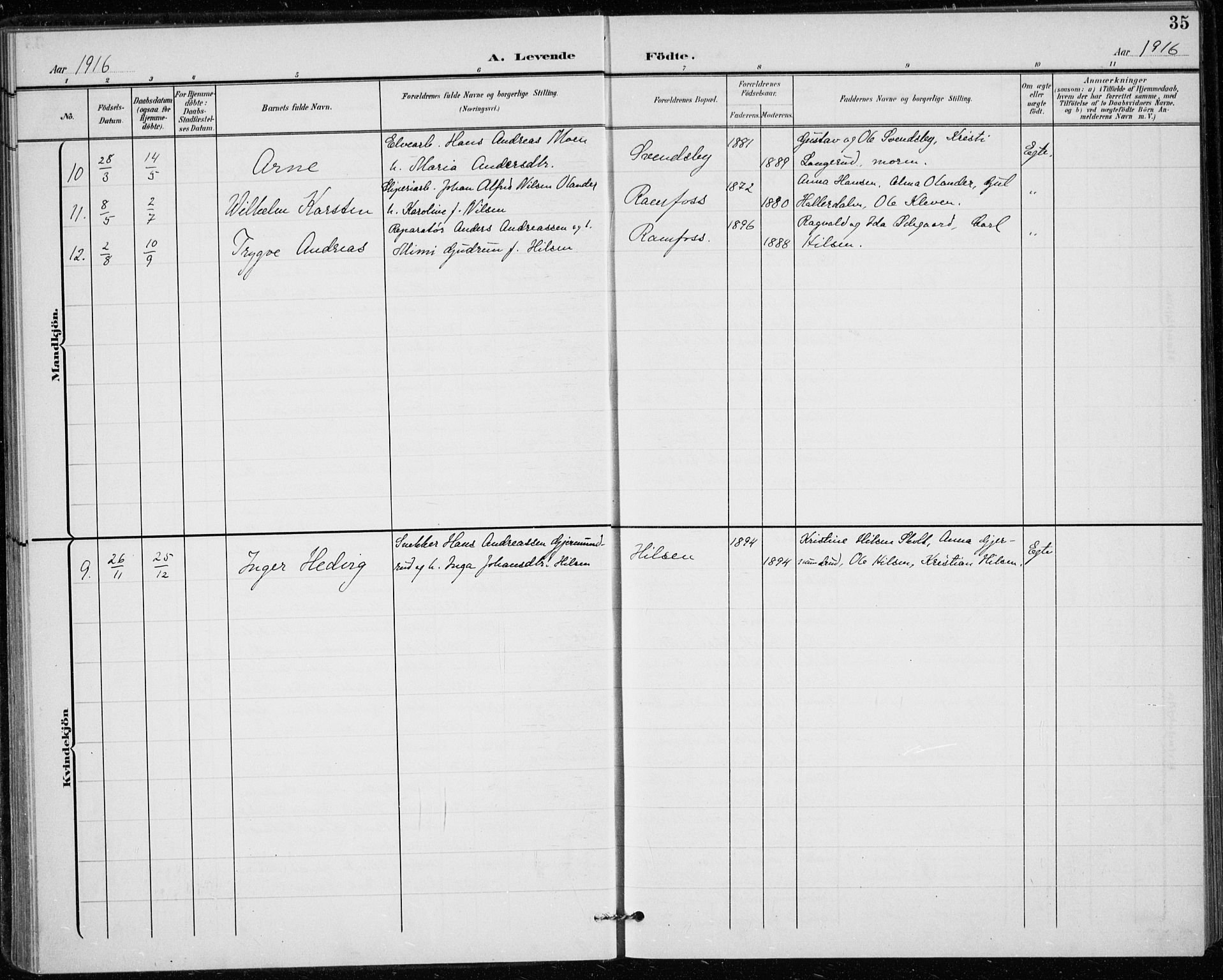 Modum kirkebøker, AV/SAKO-A-234/F/Fa/L0020: Parish register (official) no. 20, 1900-1917, p. 35
