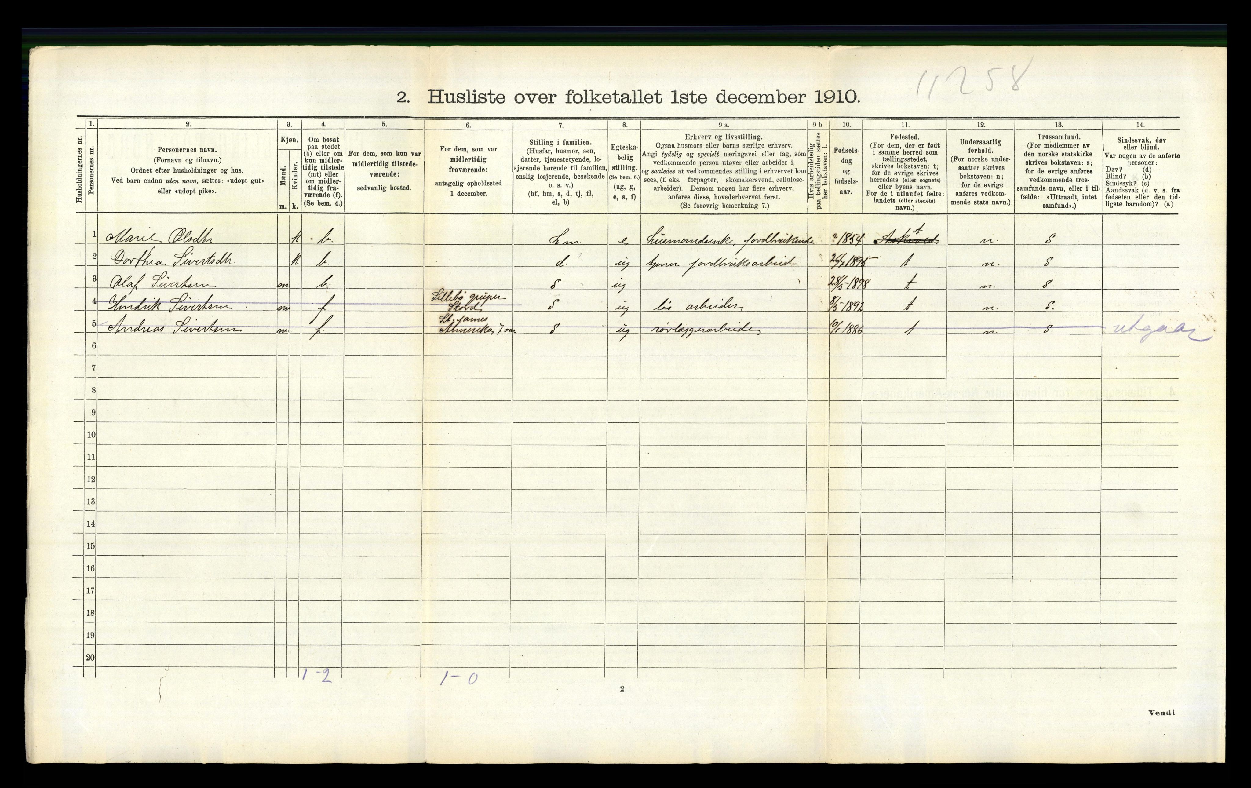 RA, 1910 census for Askvoll, 1910, p. 384