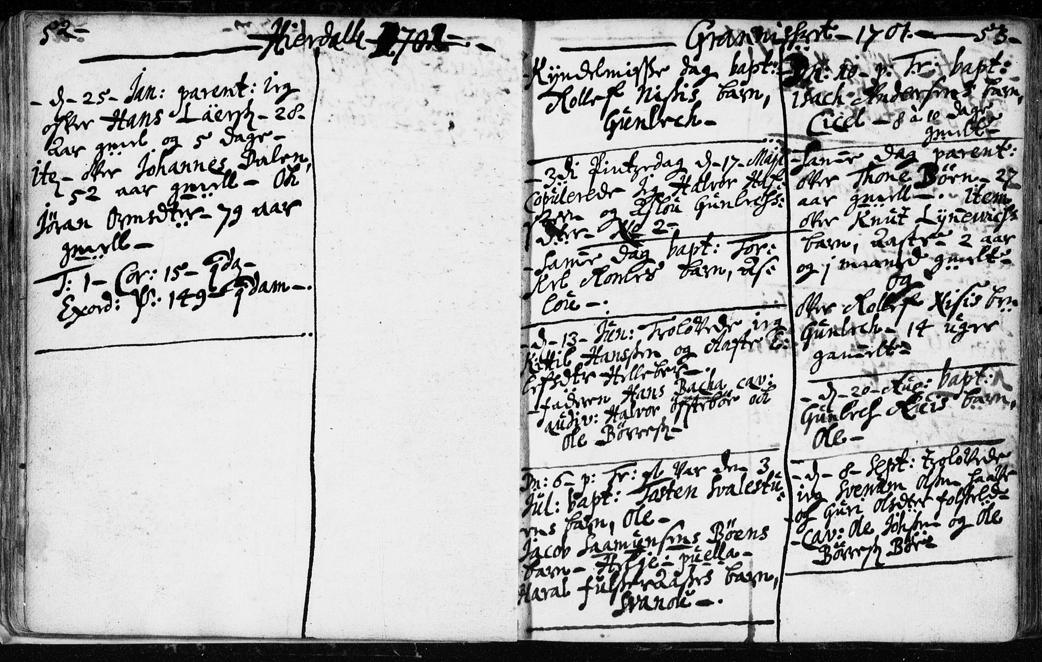 Hjartdal kirkebøker, SAKO/A-270/F/Fa/L0001: Parish register (official) no. I 1, 1685-1714, p. 52-53
