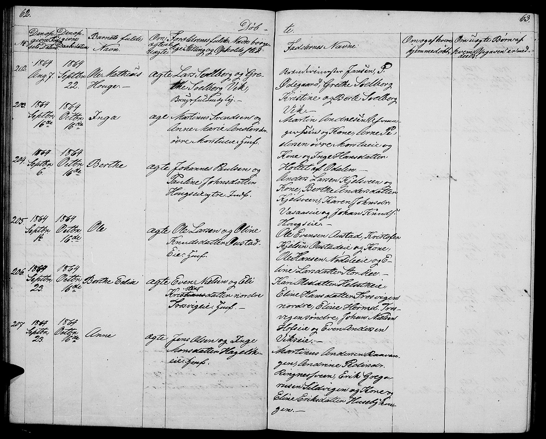 Stange prestekontor, AV/SAH-PREST-002/L/L0004: Parish register (copy) no. 4, 1861-1869, p. 62-63