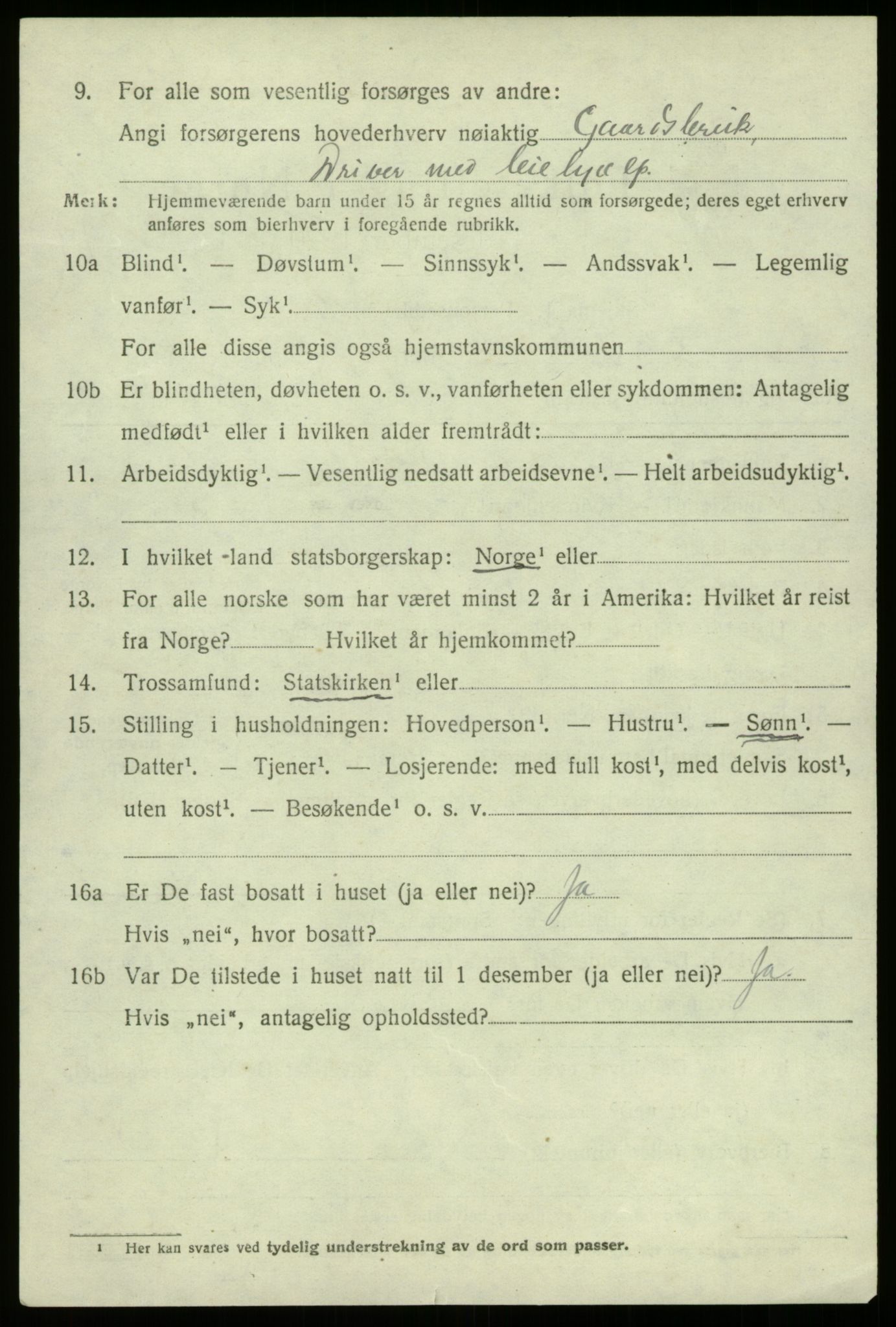 SAB, 1920 census for Lærdal, 1920, p. 807