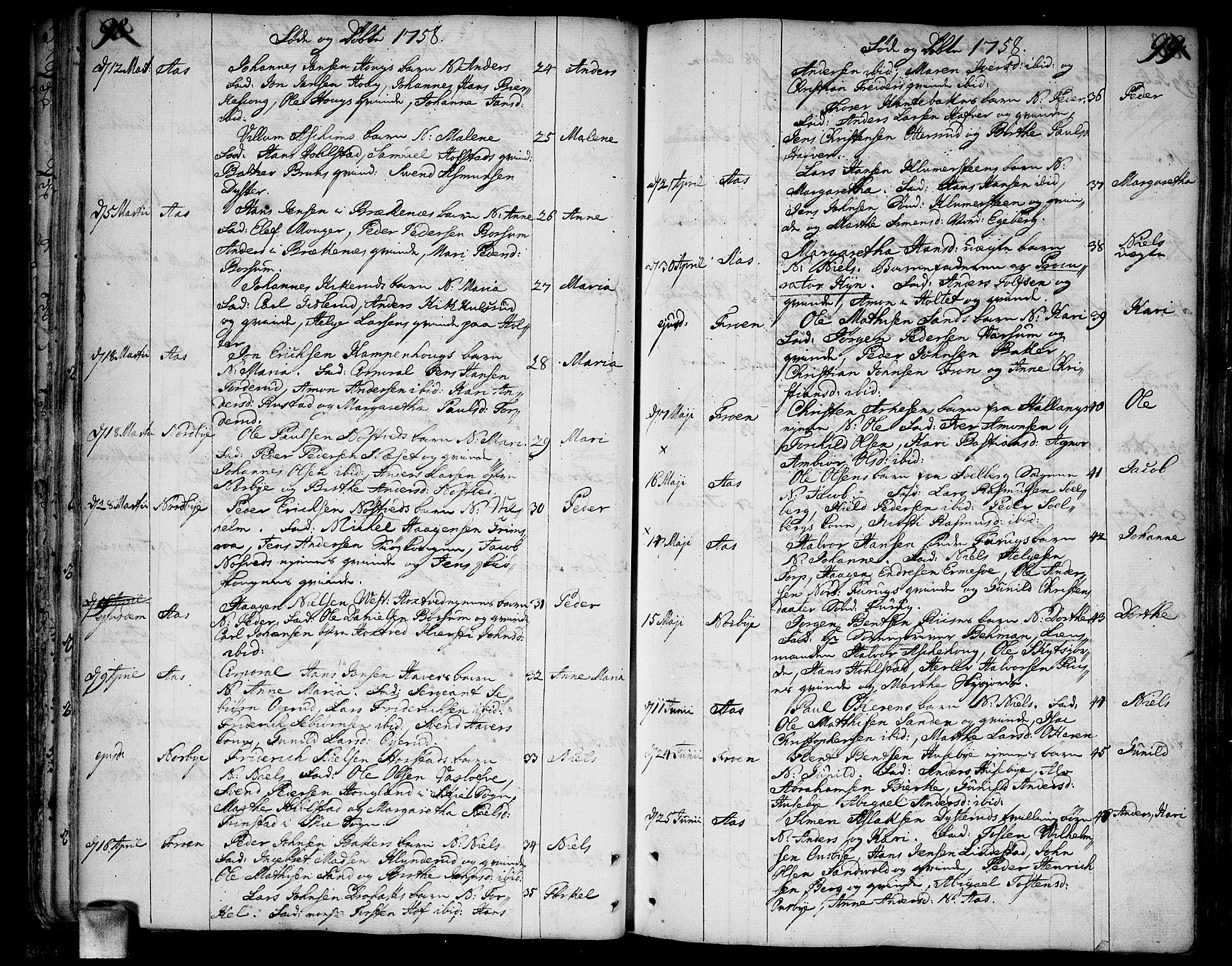 Ås prestekontor Kirkebøker, SAO/A-10894/F/Fa/L0001: Parish register (official) no. I 1, 1742-1778, p. 98-99