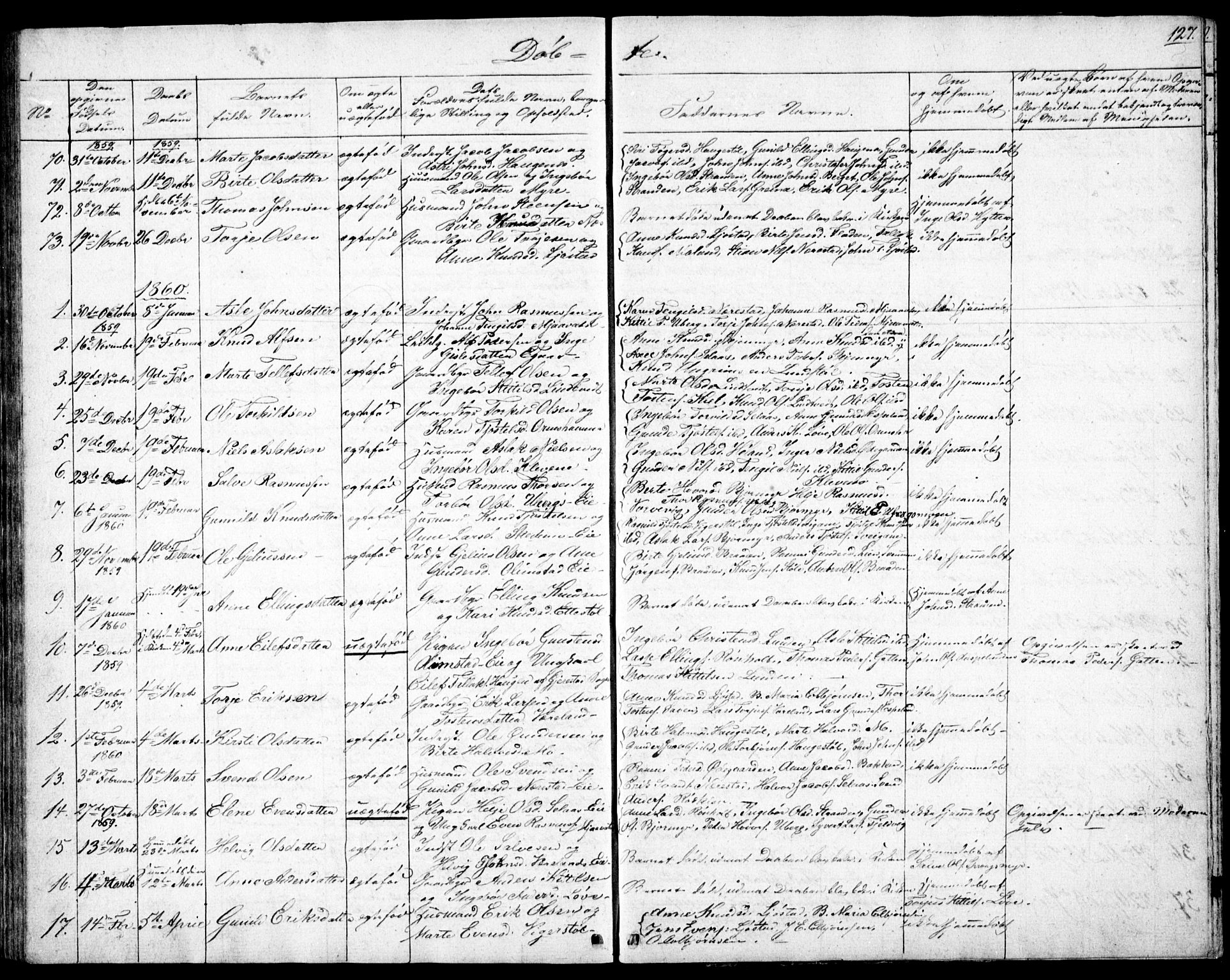 Gjerstad sokneprestkontor, AV/SAK-1111-0014/F/Fb/Fbb/L0002: Parish register (copy) no. B 2, 1831-1862, p. 127