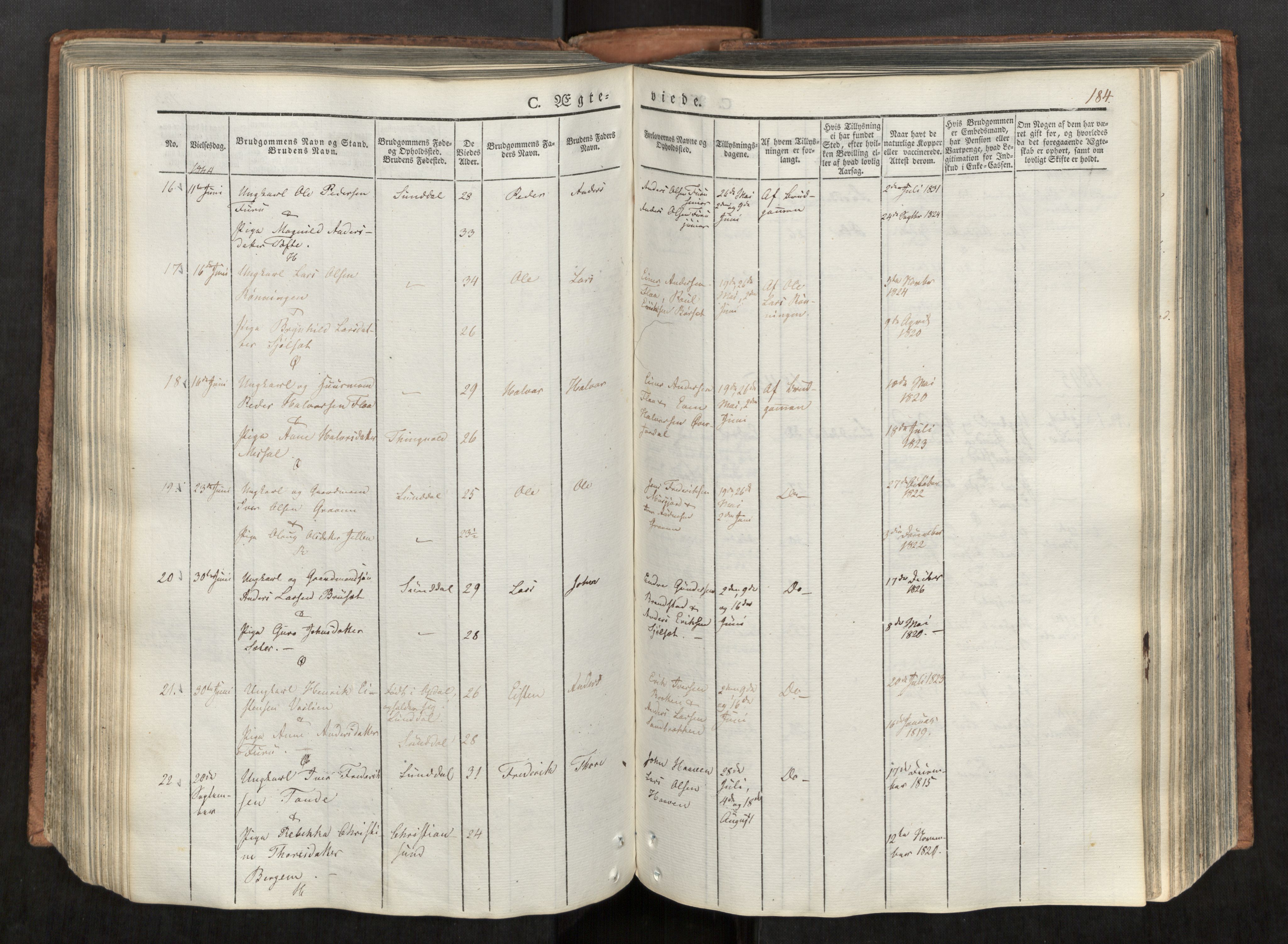 Ministerialprotokoller, klokkerbøker og fødselsregistre - Møre og Romsdal, SAT/A-1454/590/L1012: Parish register (official) no. 590A04, 1832-1846, p. 184