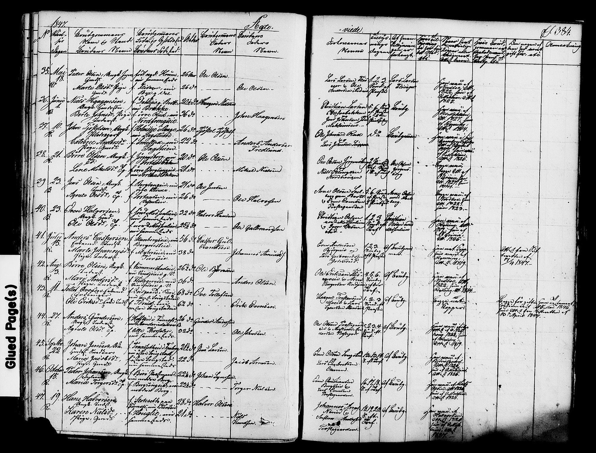 Ringsaker prestekontor, SAH/PREST-014/K/Ka/L0008: Parish register (official) no. 8, 1837-1850, p. 384