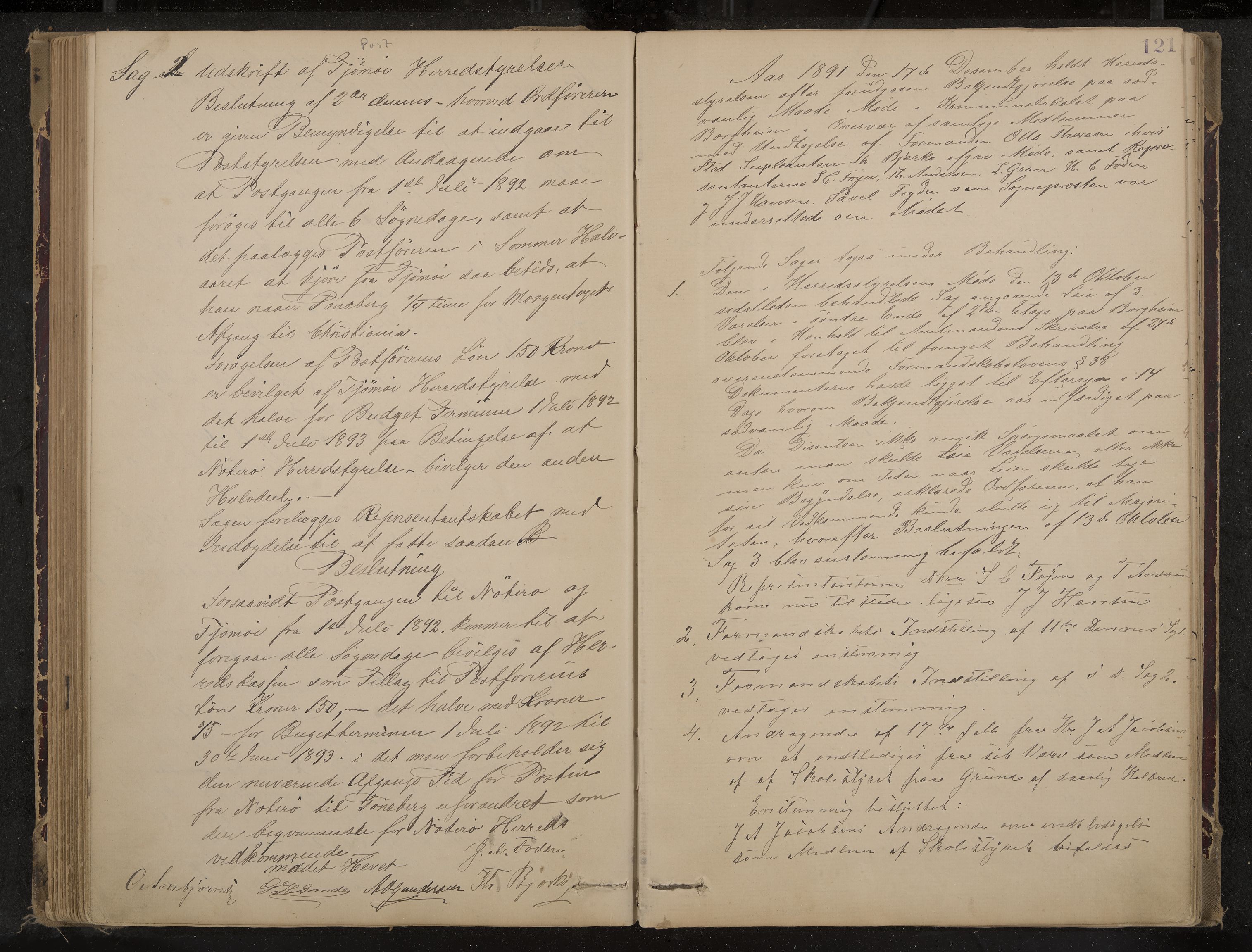 Nøtterøy formannskap og sentraladministrasjon, IKAK/0722021-1/A/Aa/L0004: Møtebok, 1887-1896, p. 121