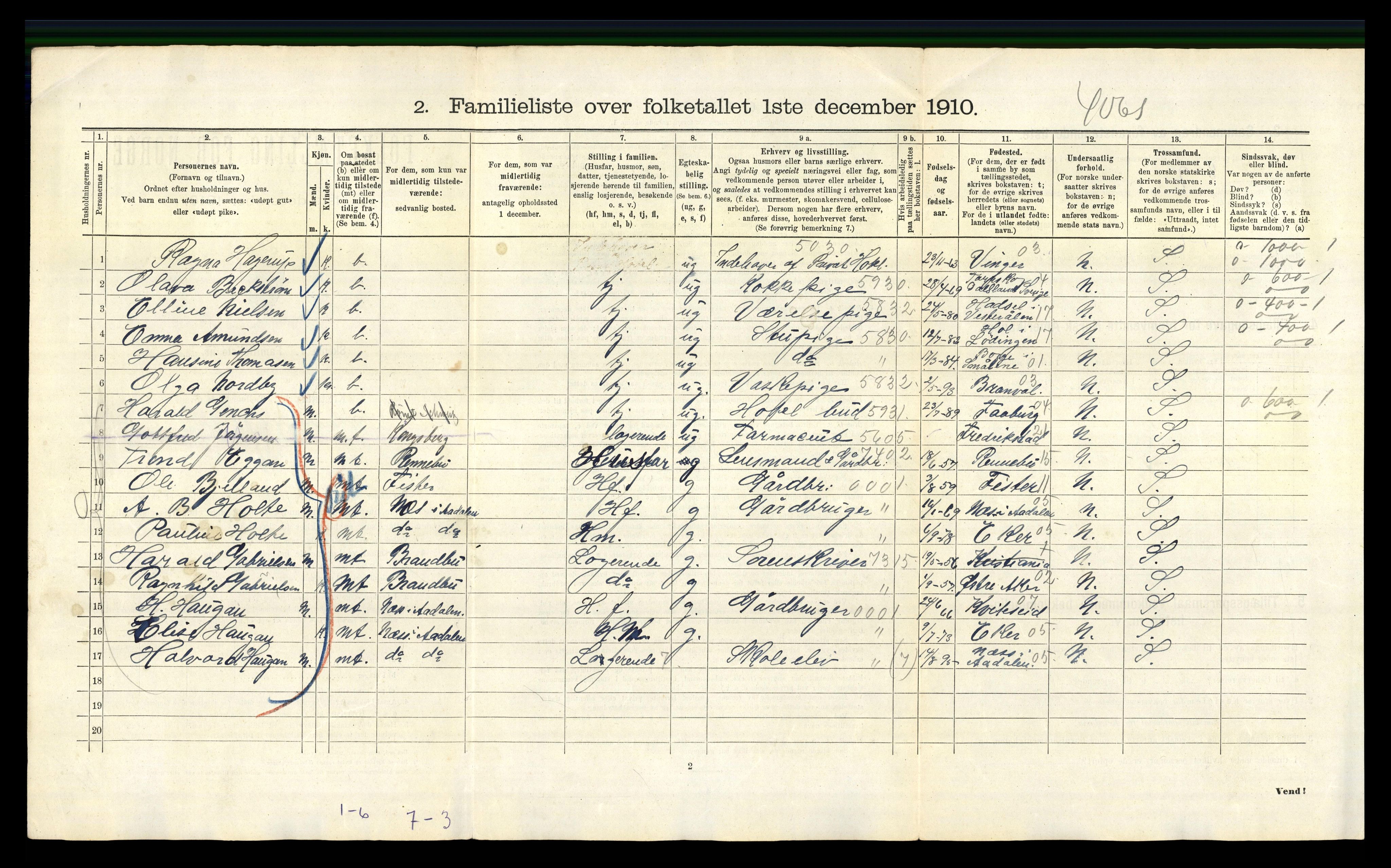 RA, 1910 census for Kristiania, 1910, p. 109264