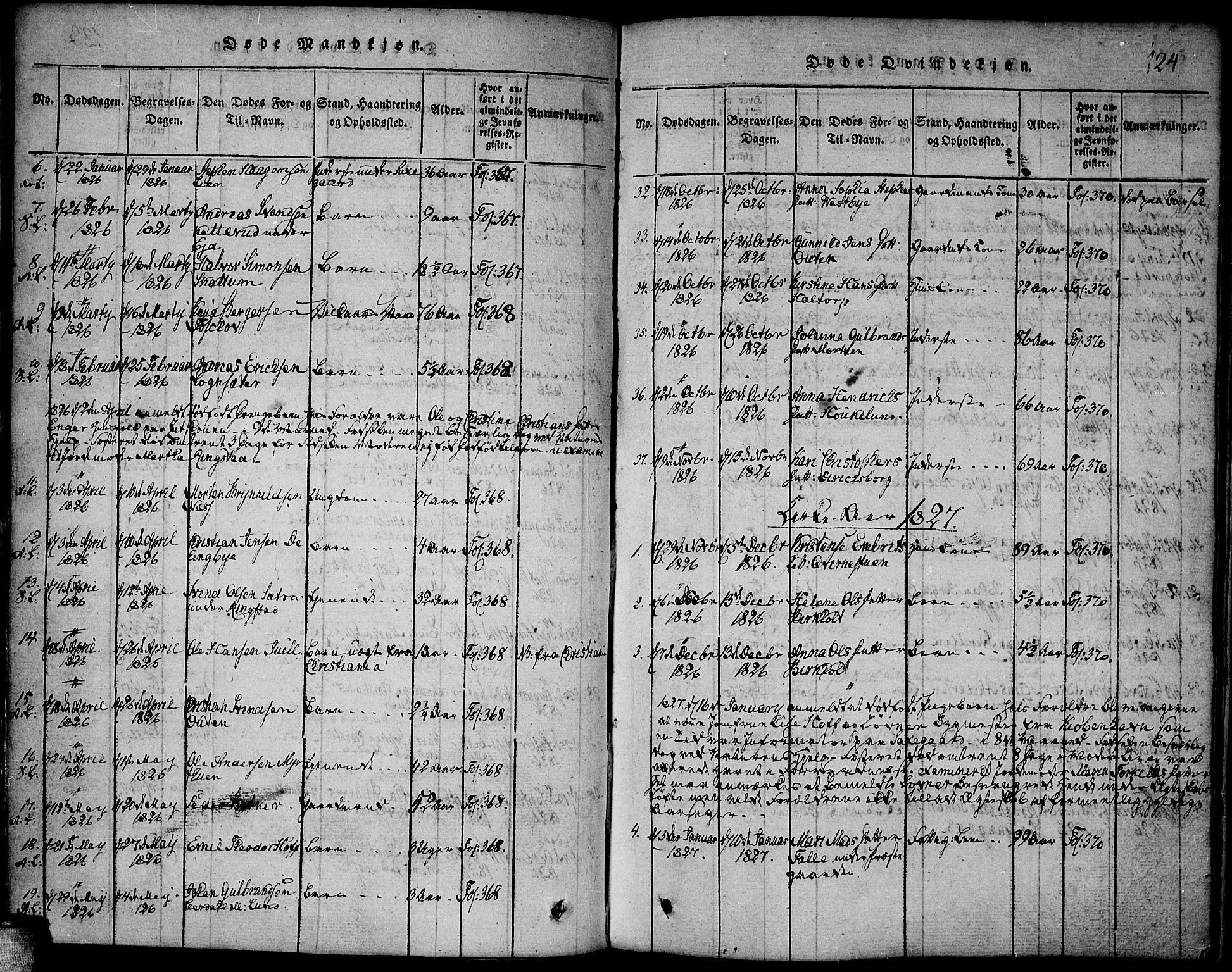 Høland prestekontor Kirkebøker, SAO/A-10346a/F/Fa/L0007: Parish register (official) no. I 7, 1814-1827, p. 124