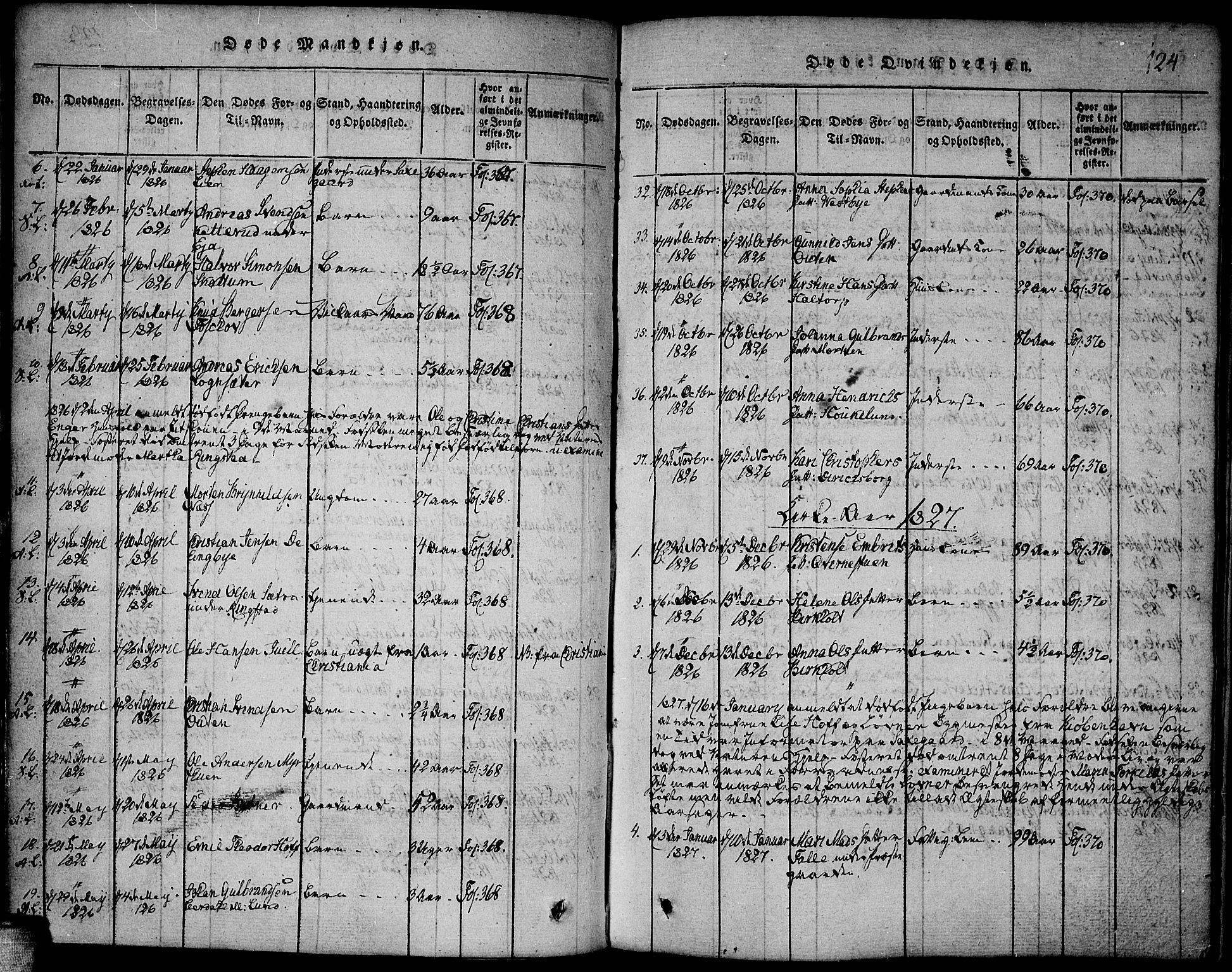 Høland prestekontor Kirkebøker, AV/SAO-A-10346a/F/Fa/L0007: Parish register (official) no. I 7, 1814-1827, p. 124