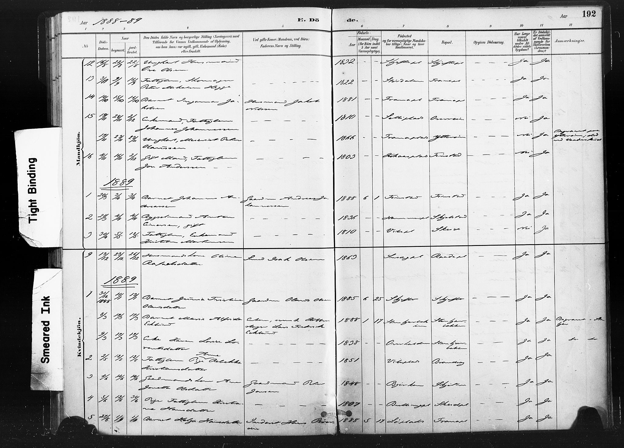 Ministerialprotokoller, klokkerbøker og fødselsregistre - Nord-Trøndelag, SAT/A-1458/736/L0361: Parish register (official) no. 736A01, 1884-1906, p. 192