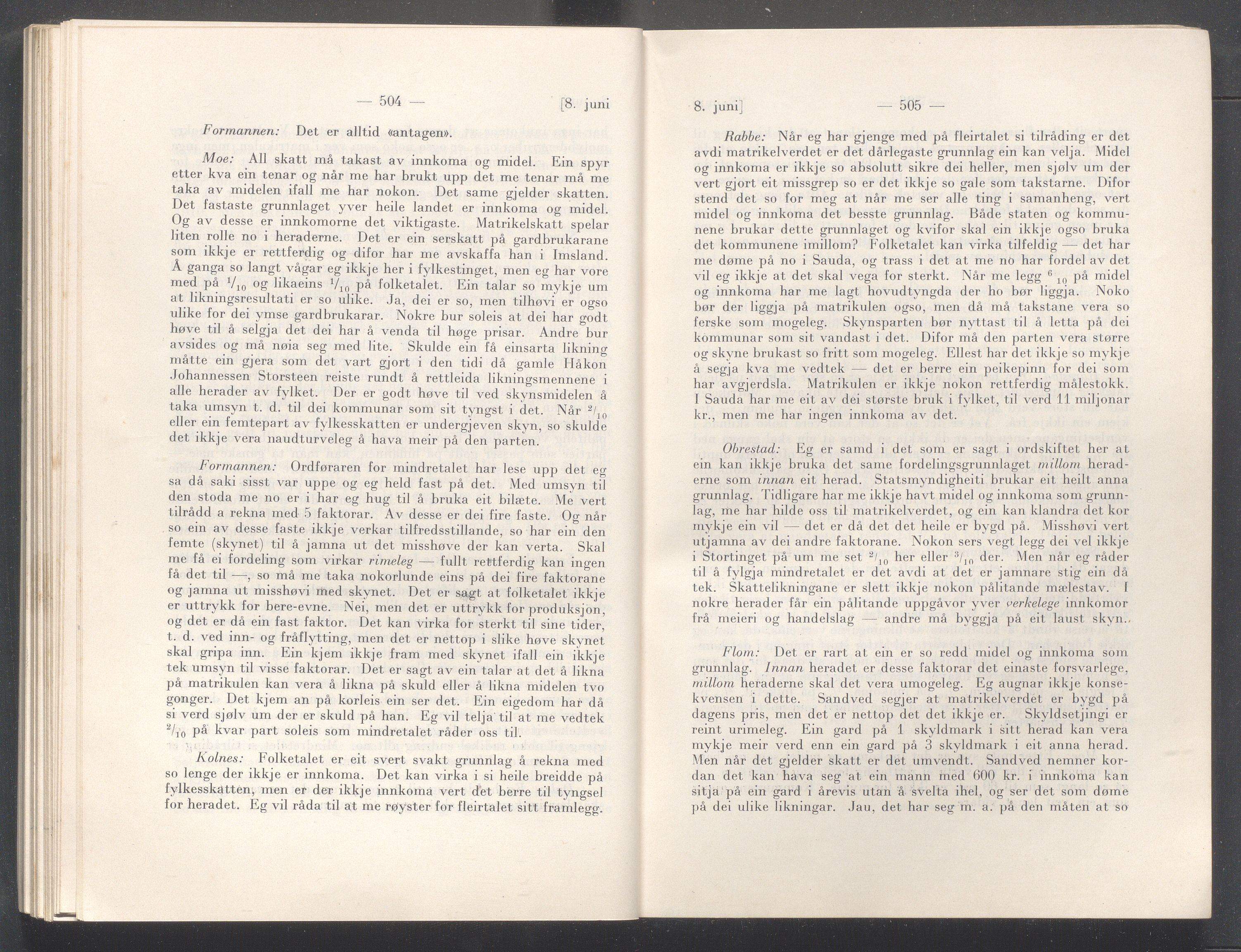 Rogaland fylkeskommune - Fylkesrådmannen , IKAR/A-900/A/Aa/Aaa/L0047: Møtebok , 1928, p. 504-505