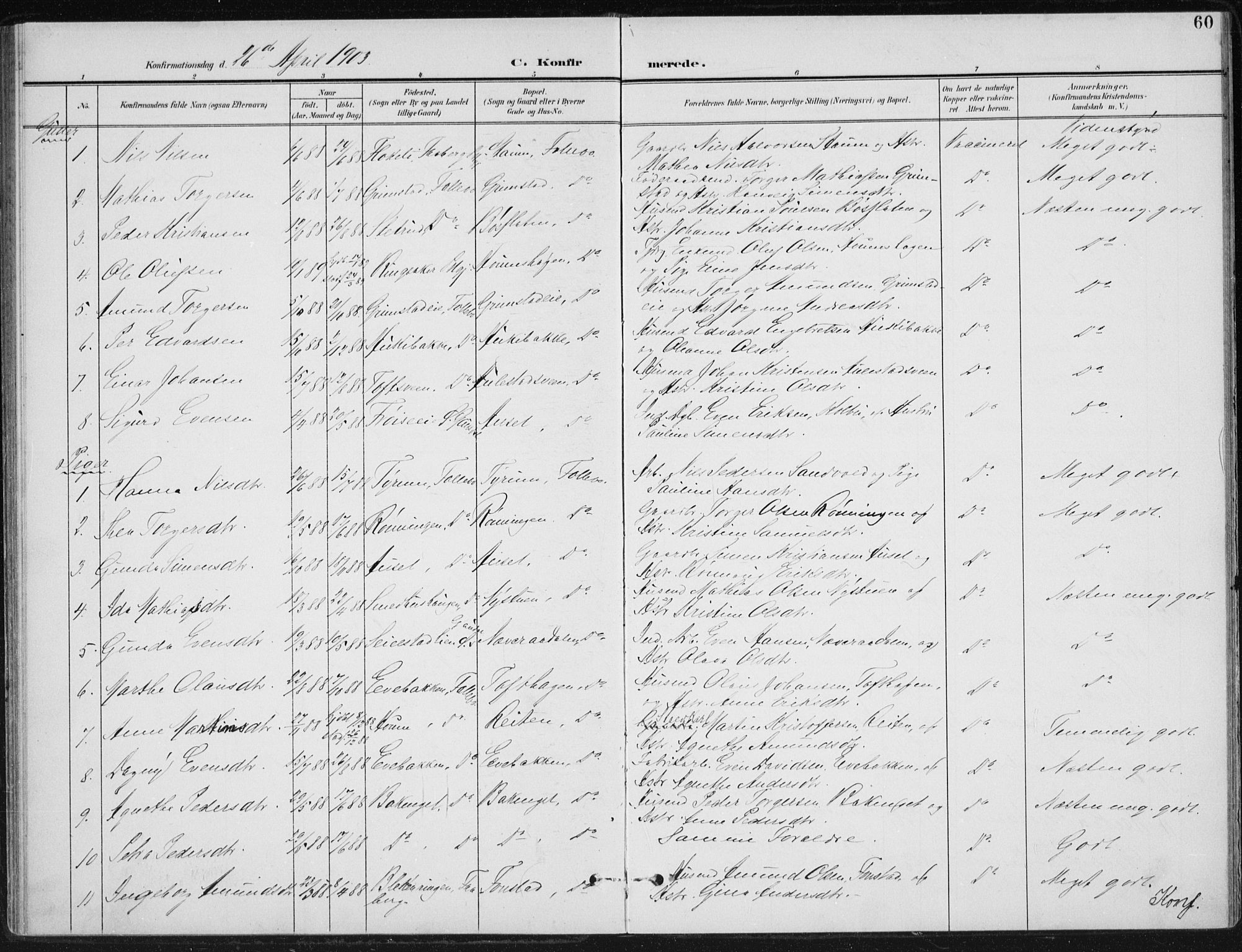 Østre Gausdal prestekontor, SAH/PREST-092/H/Ha/Haa/L0005: Parish register (official) no. 5, 1902-1920, p. 60