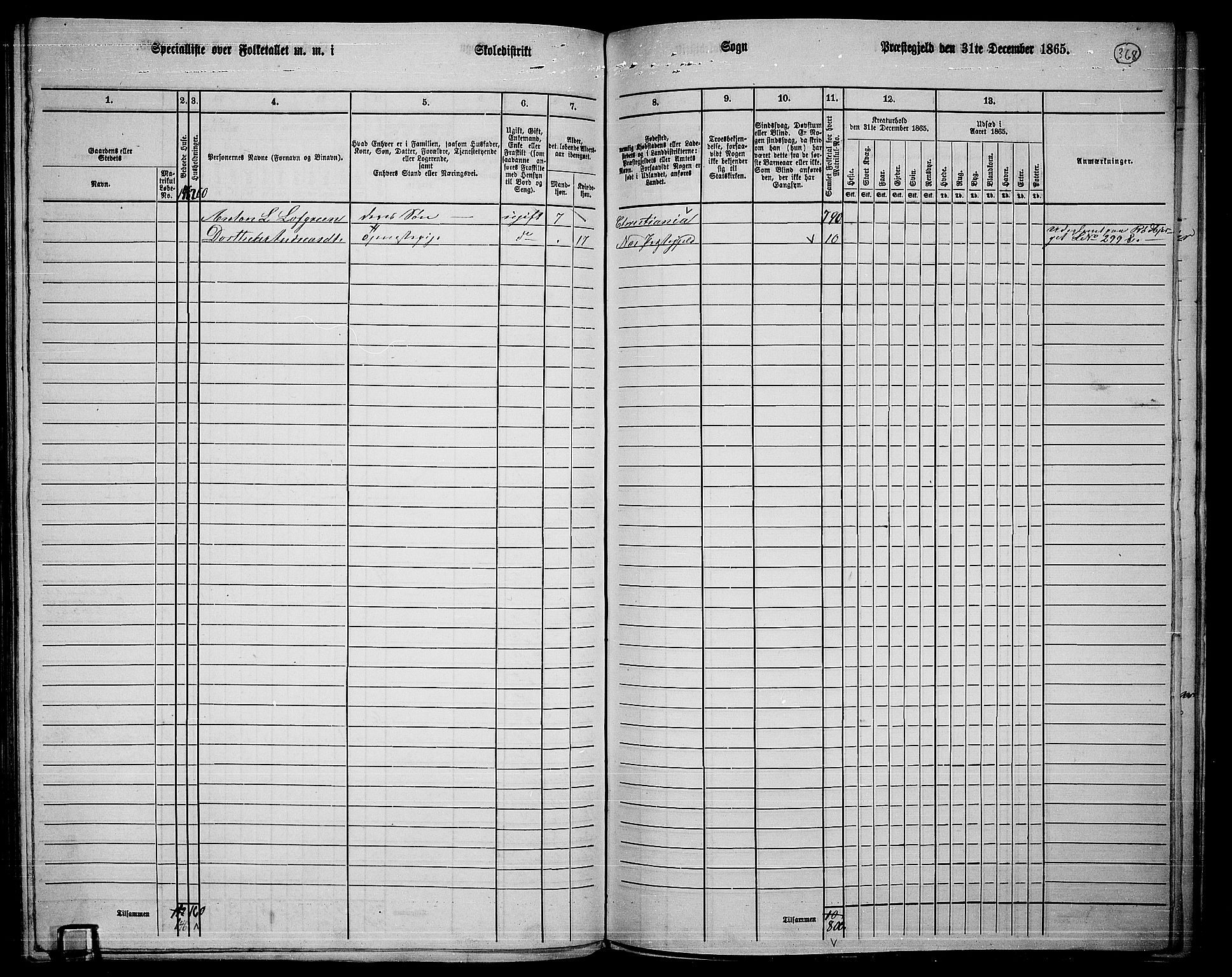 RA, 1865 census for Nes, 1865, p. 339