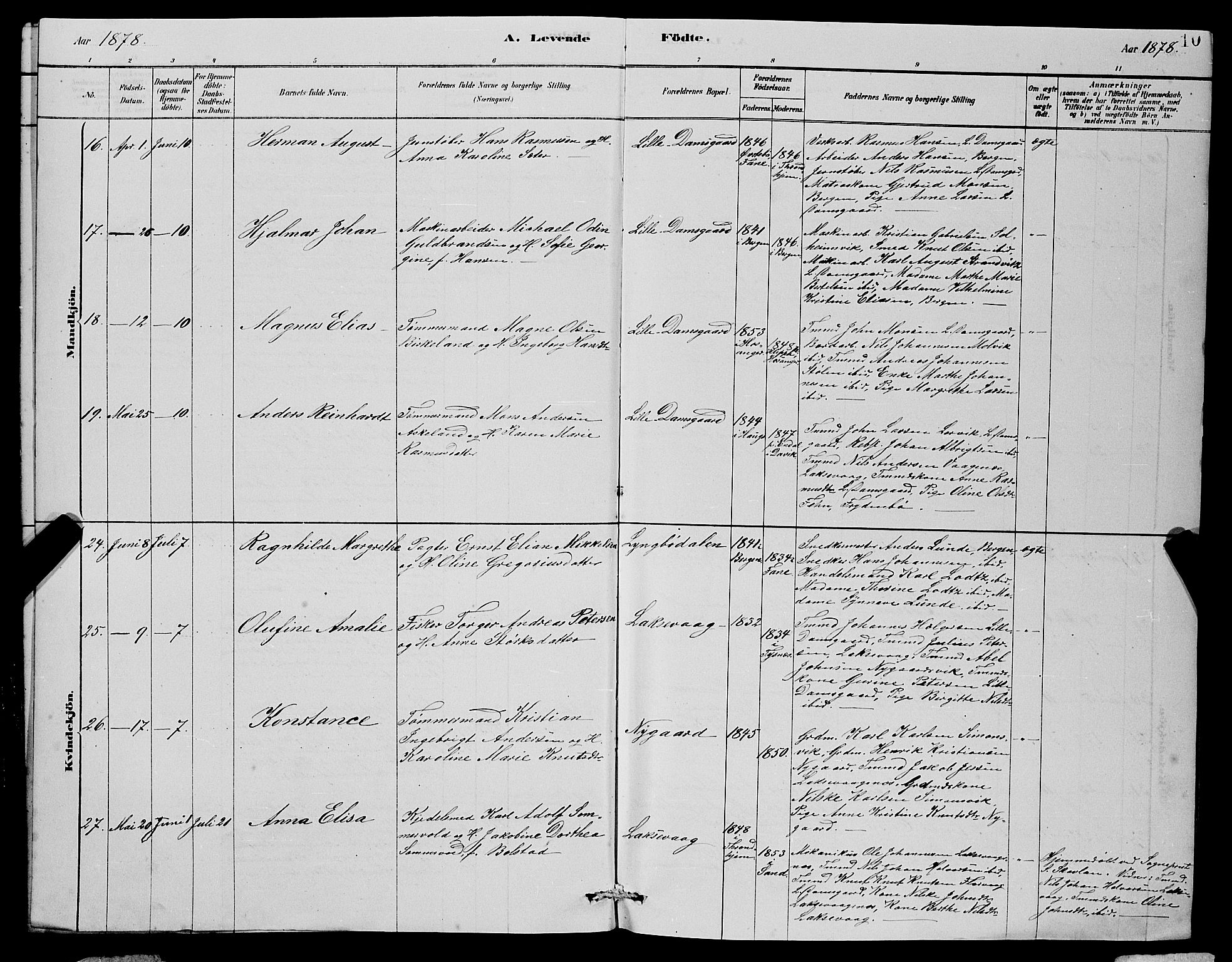 Laksevåg Sokneprestembete, AV/SAB-A-76501/H/Ha/Hab/Haba/L0002: Parish register (copy) no. A 2, 1877-1887, p. 10