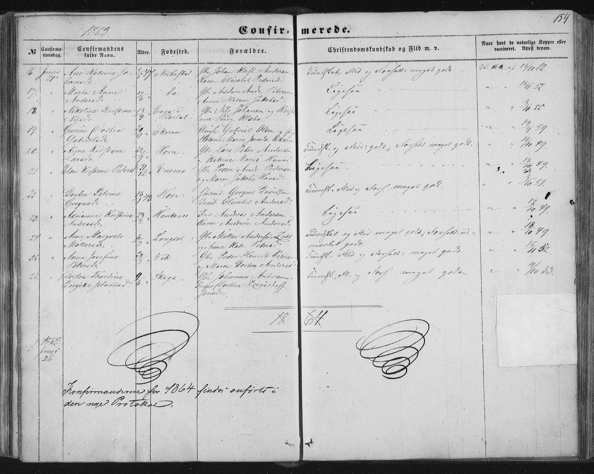 Ministerialprotokoller, klokkerbøker og fødselsregistre - Nordland, AV/SAT-A-1459/838/L0550: Parish register (official) no. 838A08, 1855-1865, p. 154