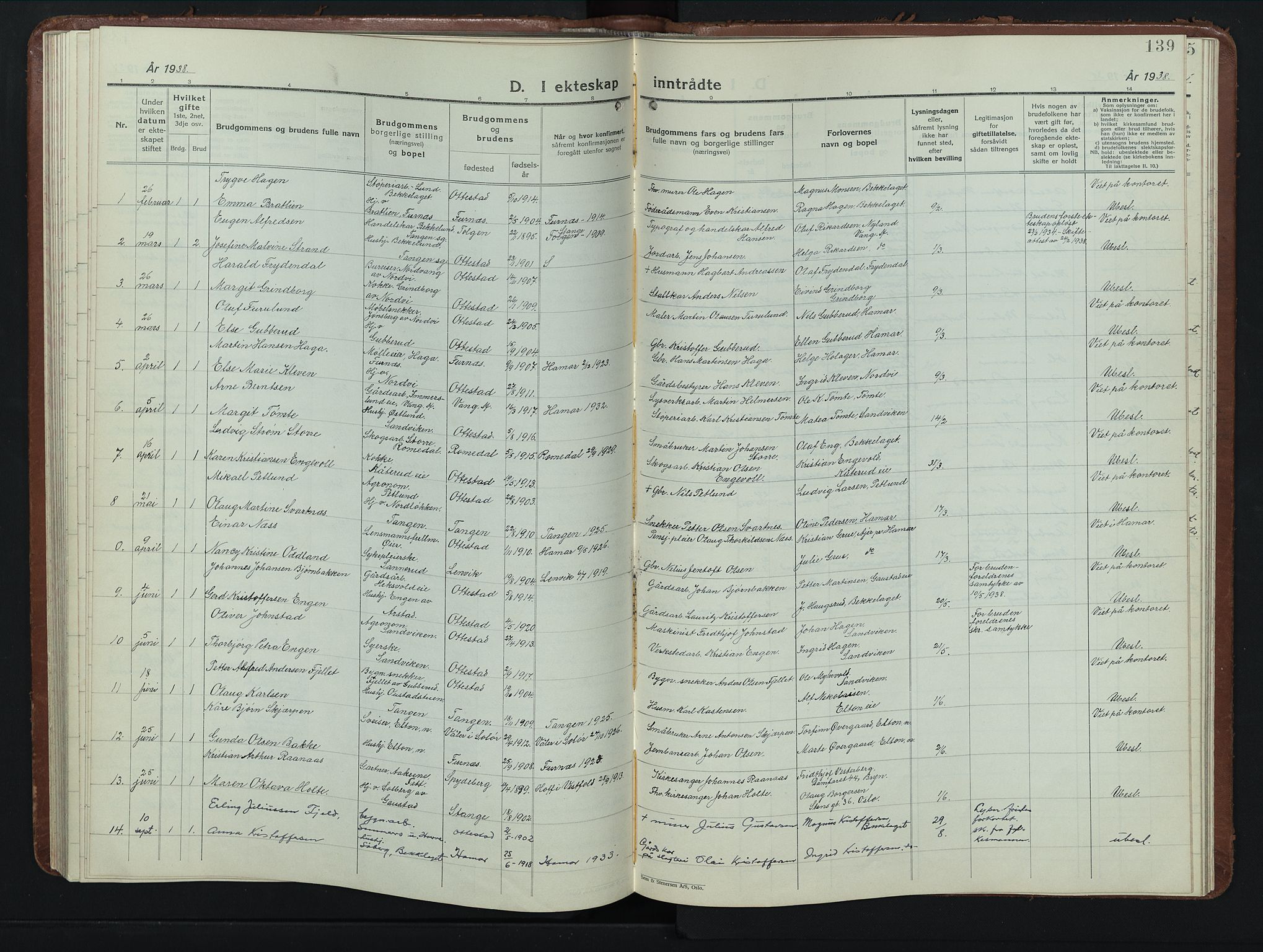 Stange prestekontor, SAH/PREST-002/L/L0019: Parish register (copy) no. 19, 1929-1947, p. 139