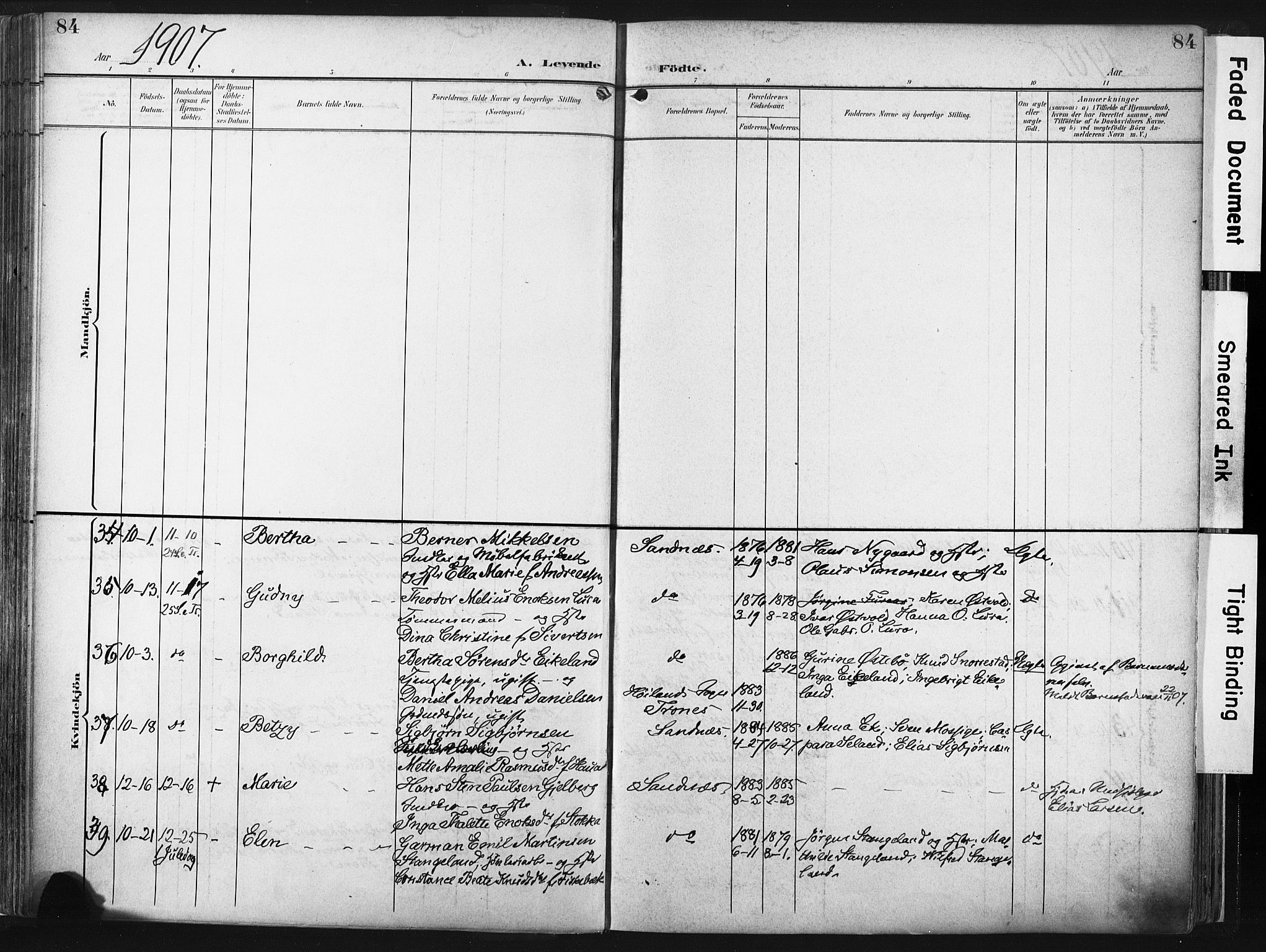 Høyland sokneprestkontor, AV/SAST-A-101799/001/30BA/L0016: Parish register (official) no. A 16, 1899-1911, p. 84