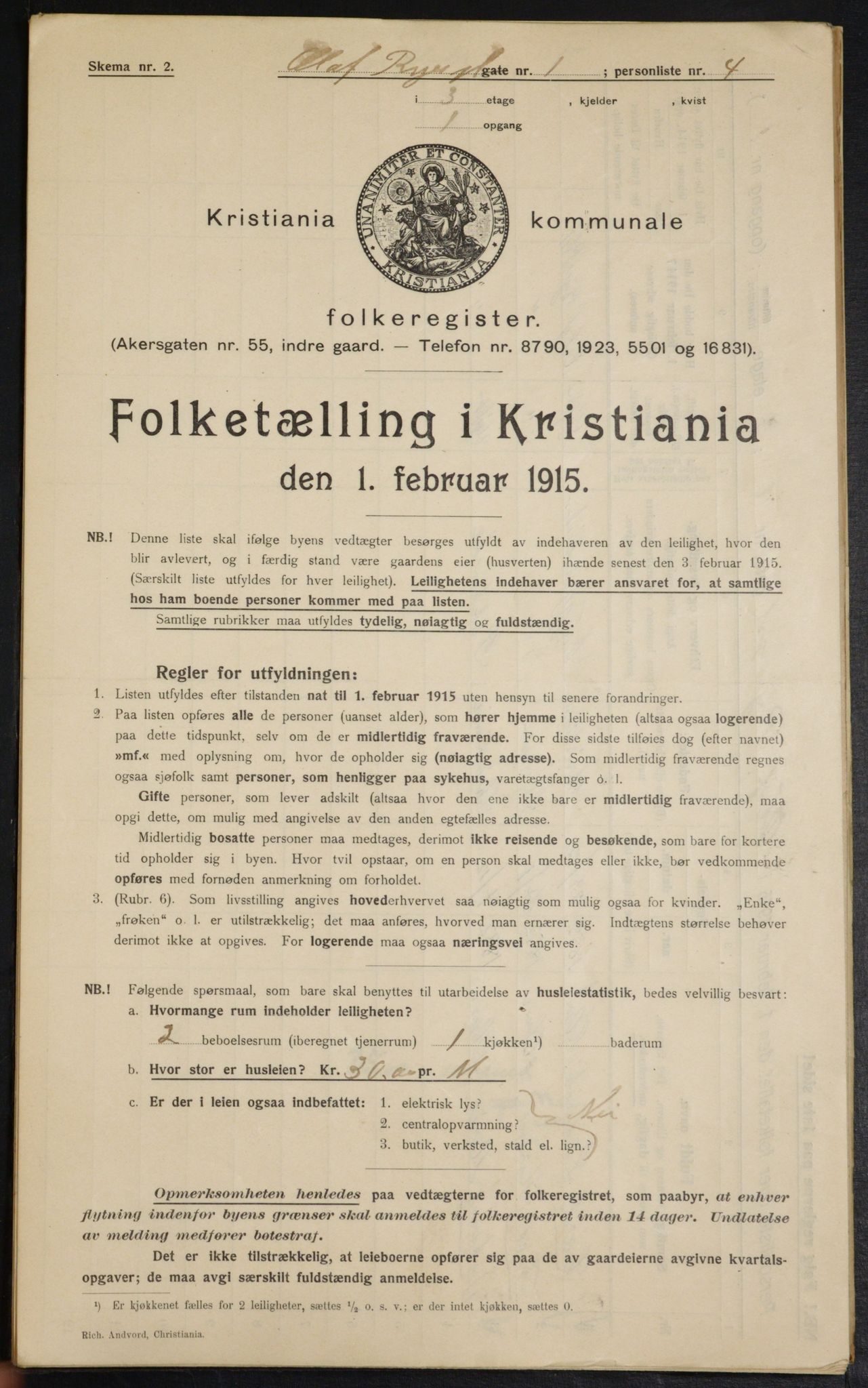 OBA, Municipal Census 1915 for Kristiania, 1915, p. 74466