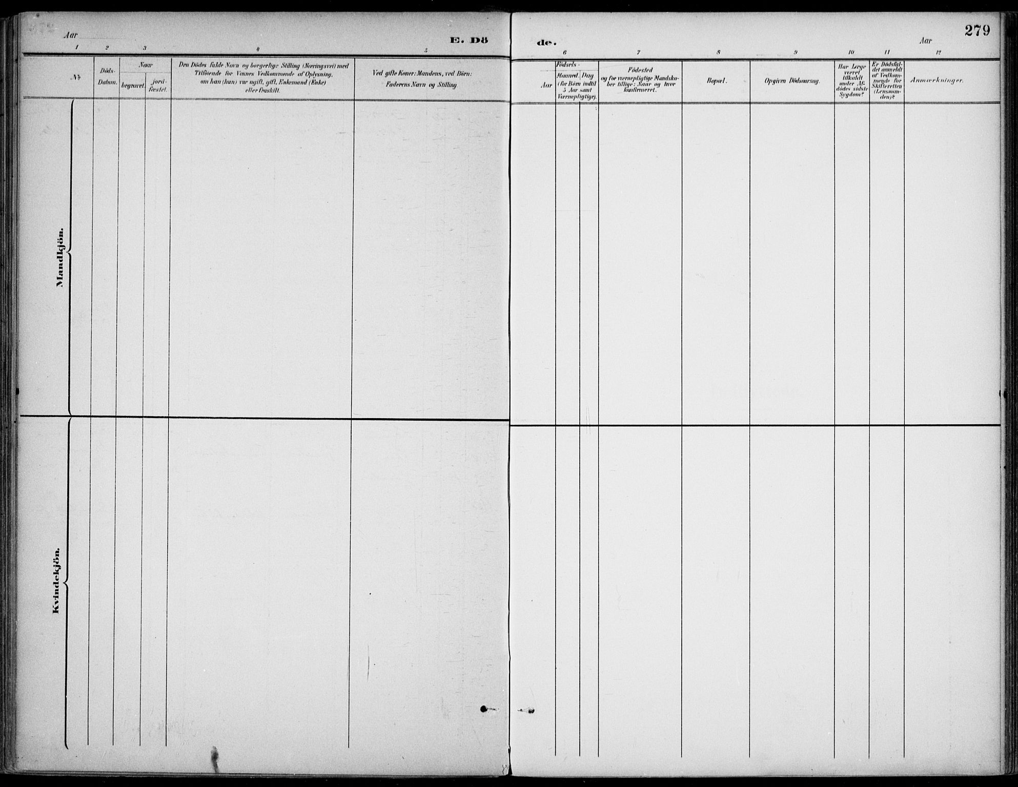 Gjerpen kirkebøker, SAKO/A-265/F/Fa/L0011: Parish register (official) no. I 11, 1896-1904, p. 279